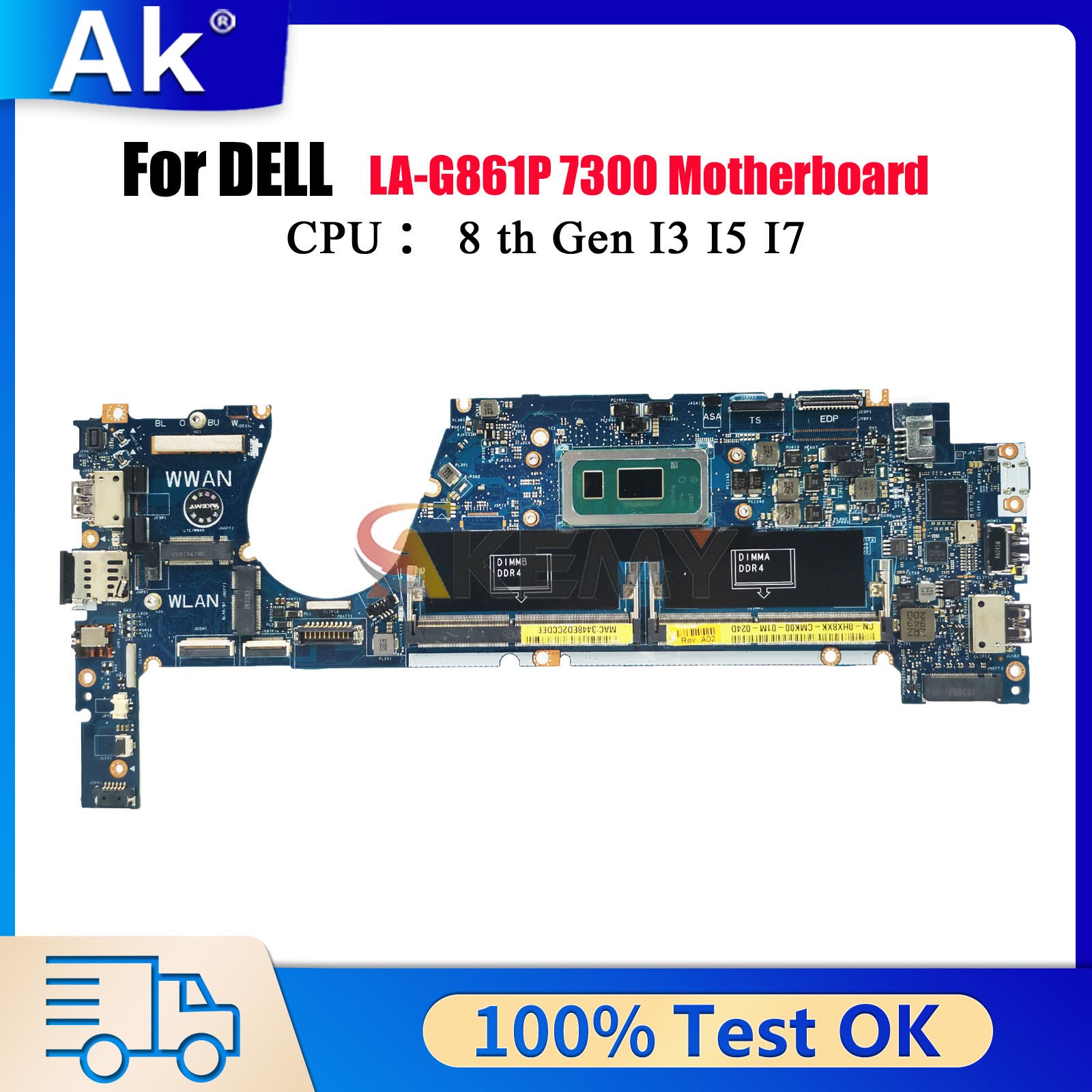 For Dell Latitude 7370 Notebook Mainboard LA-G861P EDC30 with i5 i7 0HX8XK