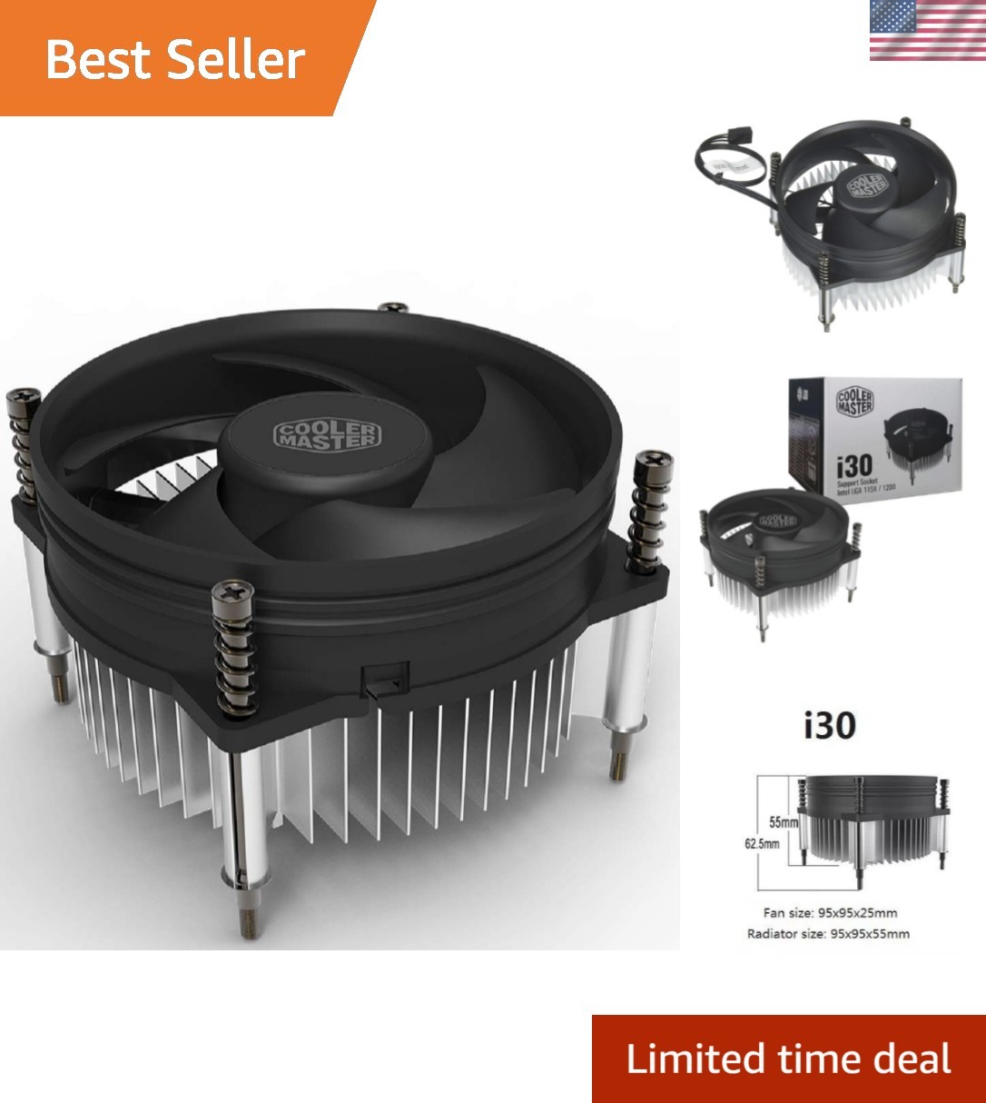Cooler Master CPU Cooler - 92mm Low Noise Cooling Fan & Heatsink RH--26FK-R1-...