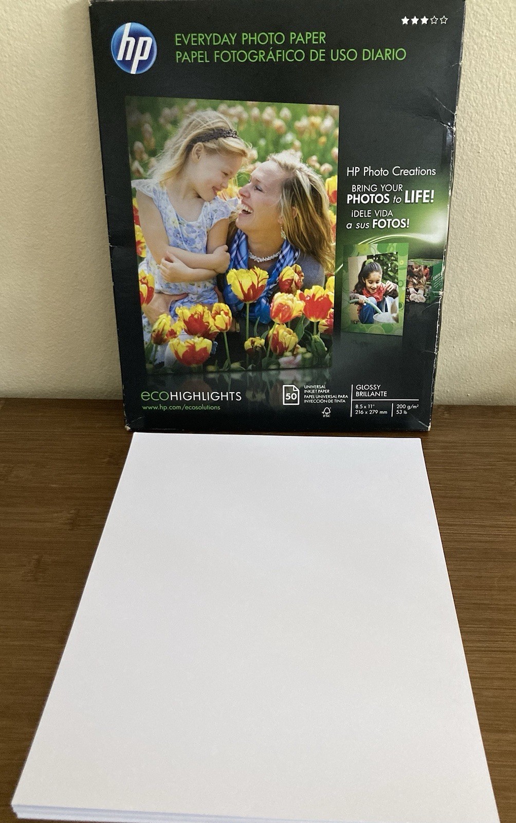 HP Glossy Photo Paper 8.5x11 Inkjet Printer Paper Bundle 75 Sheets