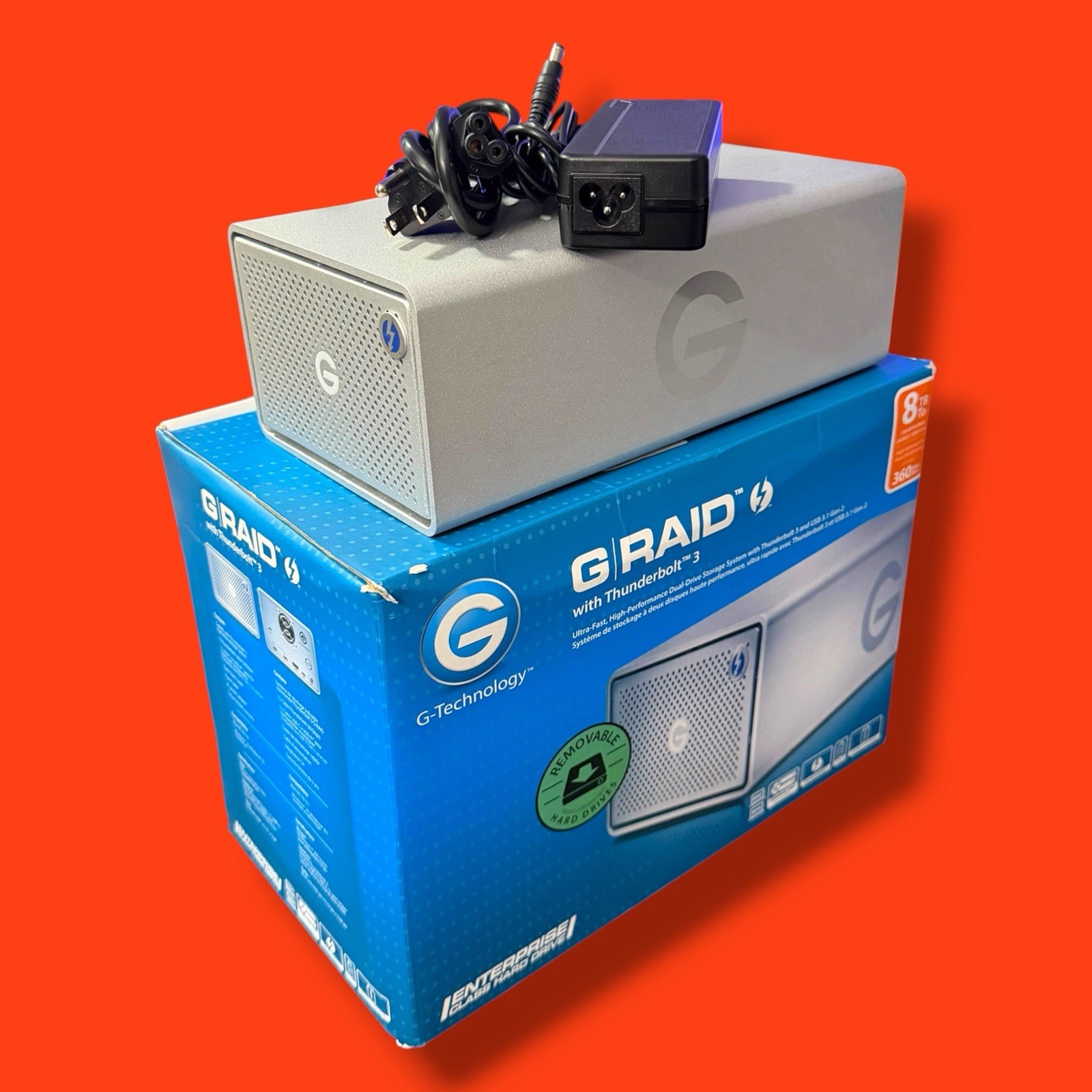 G-Technology 8TB (2 x 4GB) G-RAID with Thunderbolt 3, USB-C *TESTED
