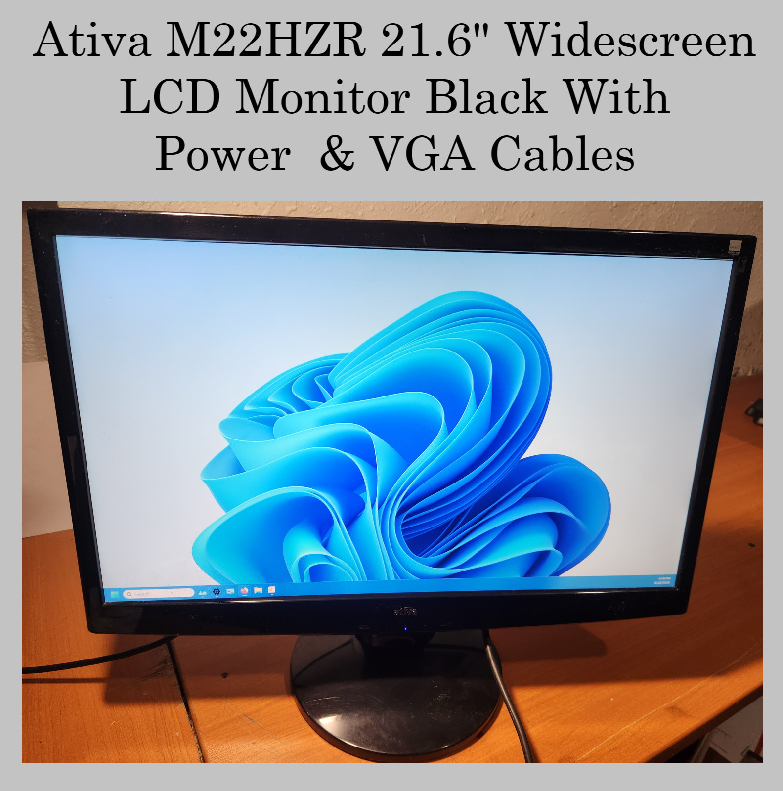 Ativa M22HZR 21.6" Widescreen LCD Monitor Black With Power  & VGA cable