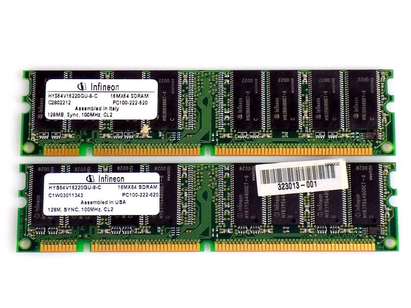 256MB (2x128MB) HP Compaq 323013-001 HYS64V16220GU-8-C SDRAM 100Mhz PC133 RAM
