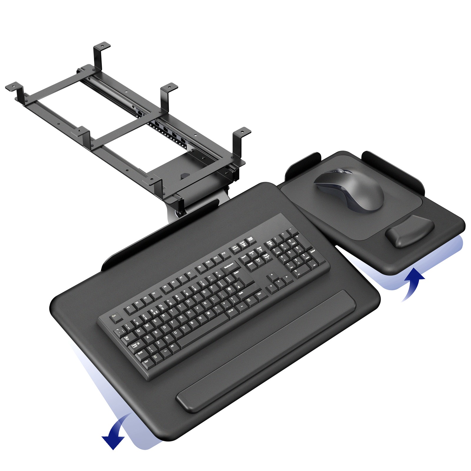 VIVO Black Under Desk 27" x 12" Tilting Keyboard Tray with Independent Mouse Pad