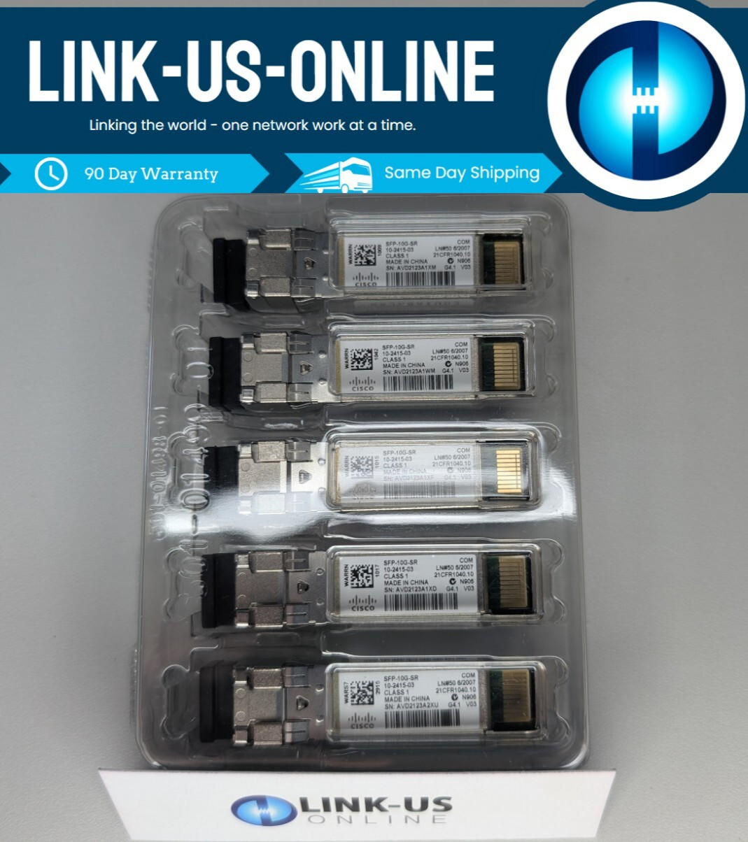 Brand New Genuine Cisco SFP-10G-SR Lot of 5 units - Unopened - Ships Today