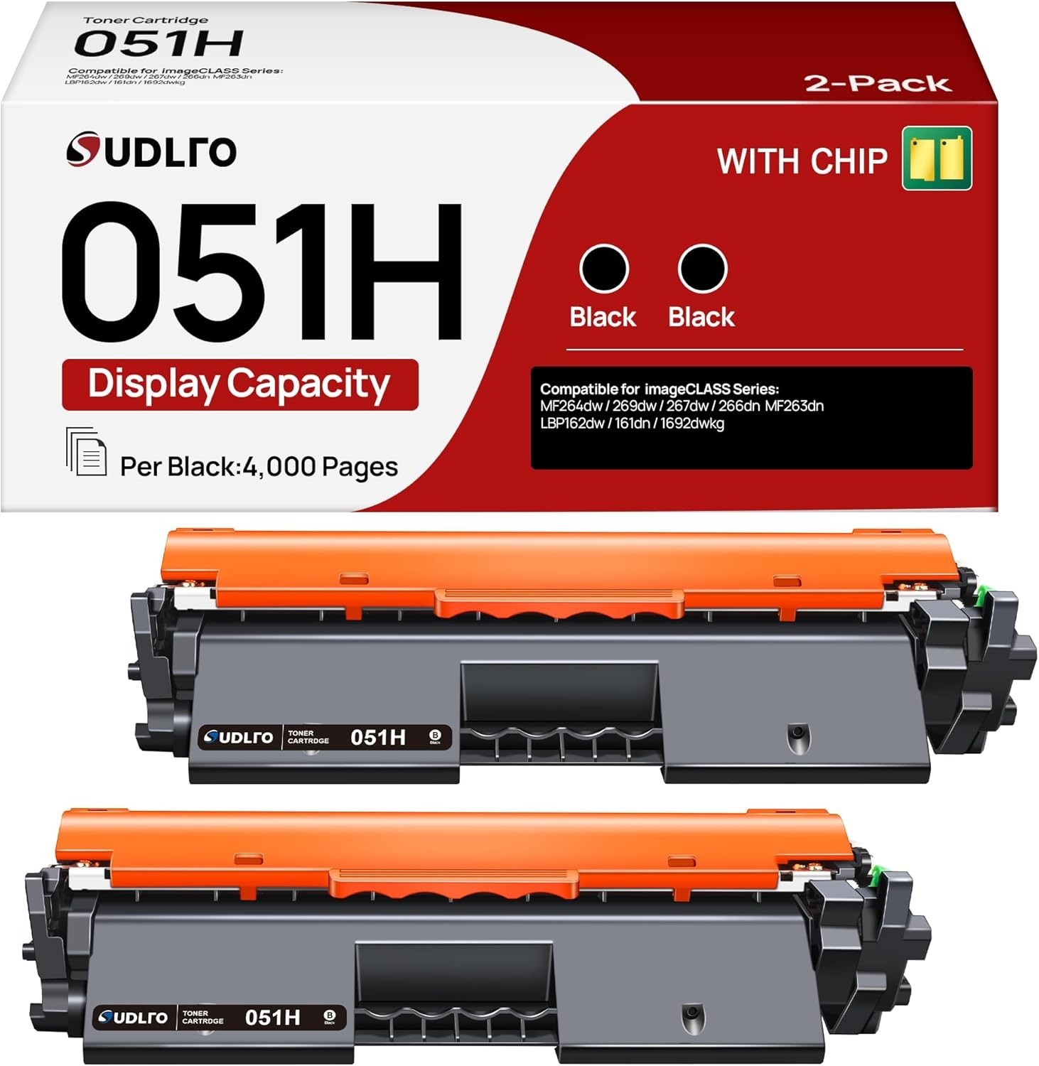 2 pack 051H For Canon ImageClass LBP162dw Black Compatible Toner Cartridge