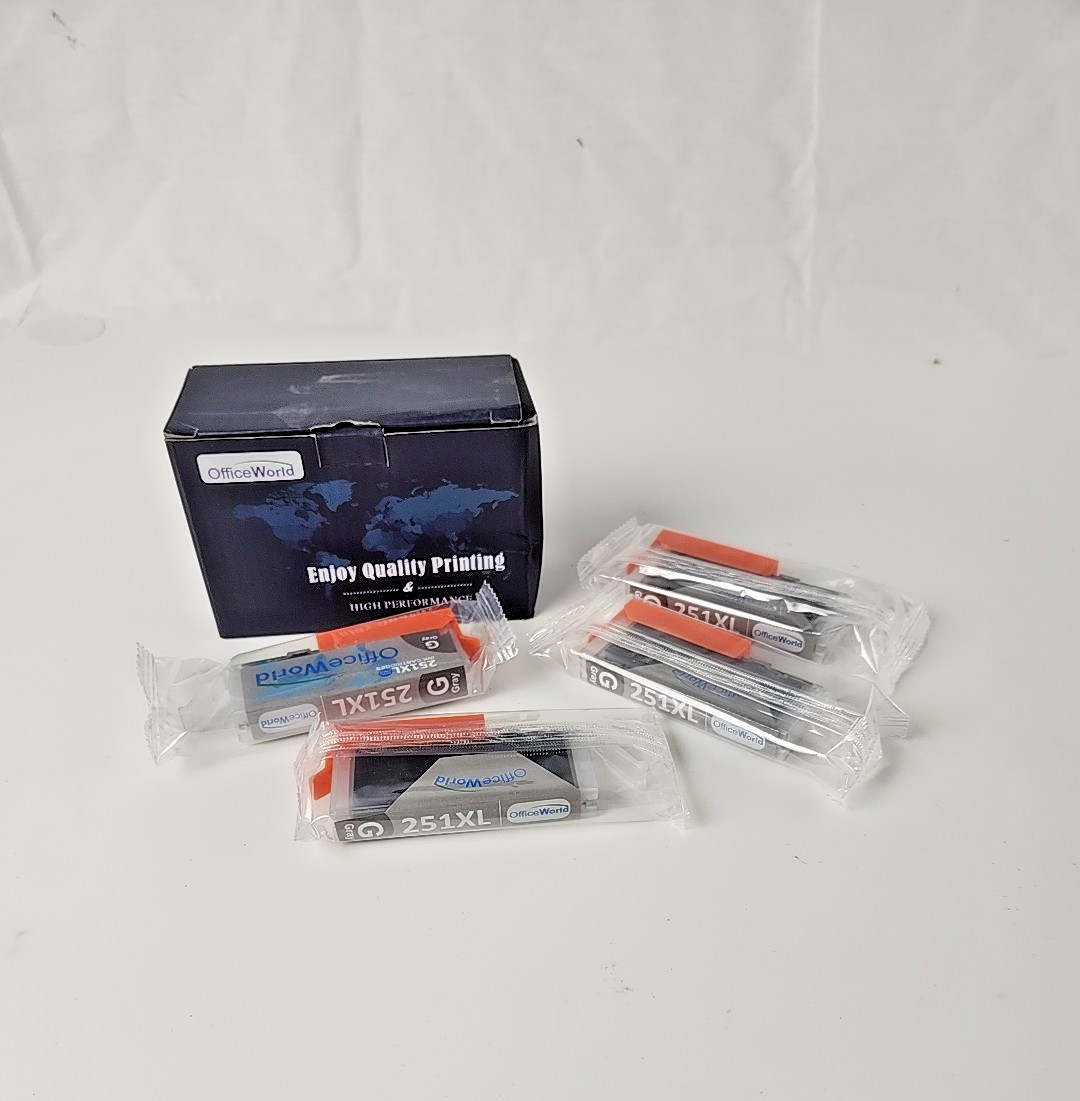 (4-Pk) Office World Ink Cartridge Replacement Gray 251XL - Unopened