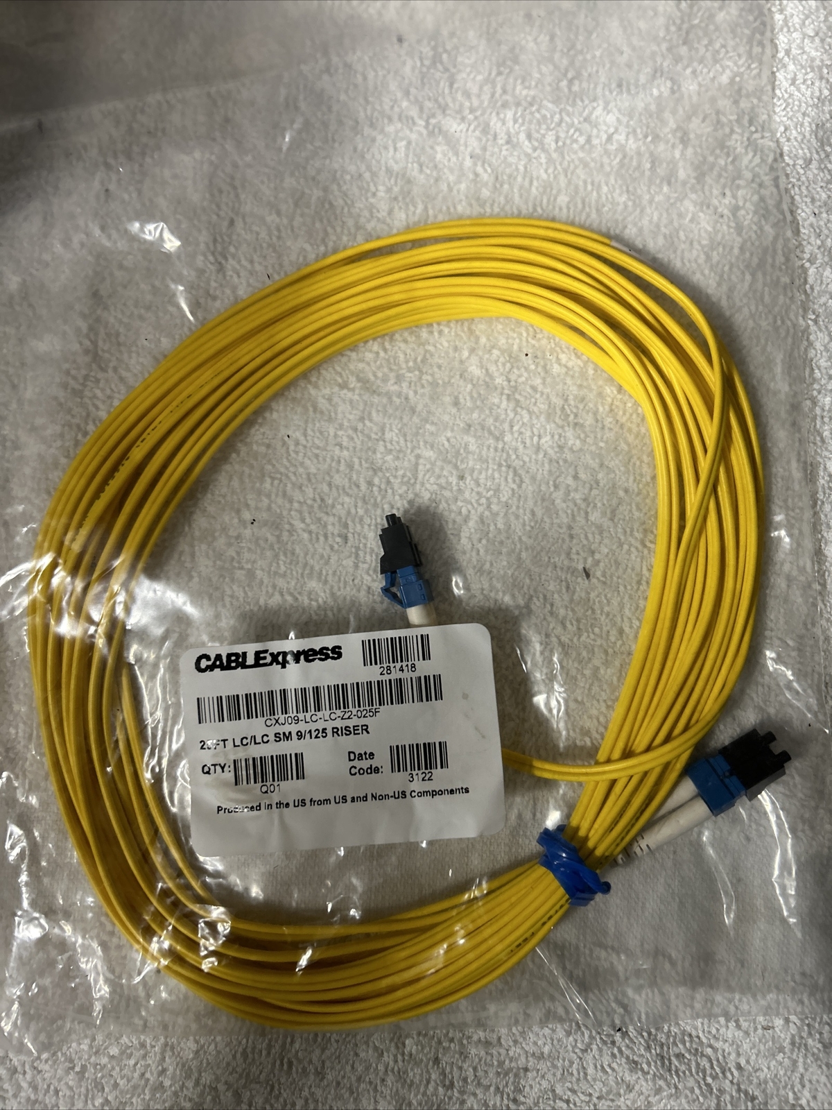 8 PAC Cable Express 25 Ft  LC/LC Sm 9/125 Fiber Optic Cable