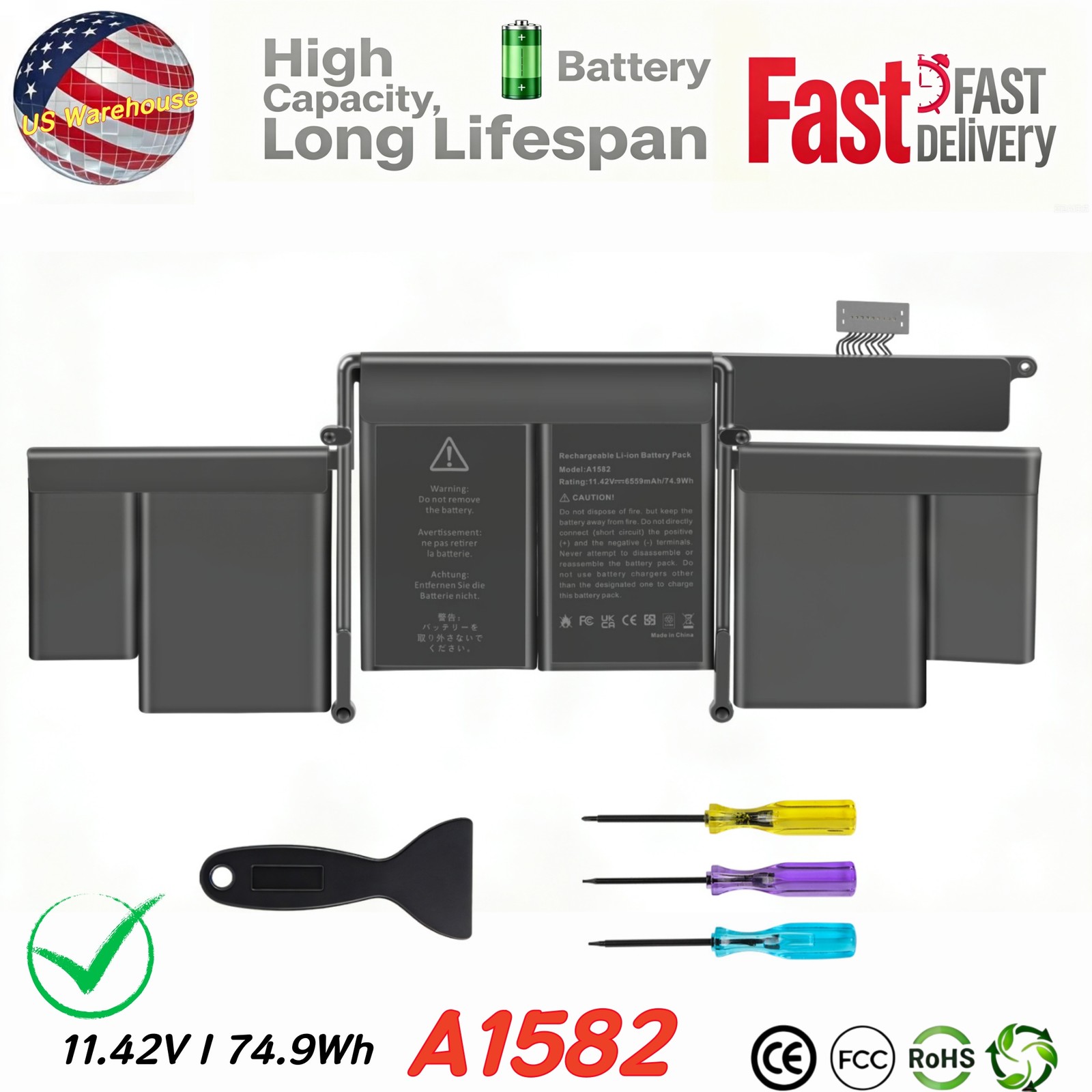 ✅LOT A1582 Battery For Apple Macbook Pro 13" A1502 A1493 2013 2014 2015 Upgrade
