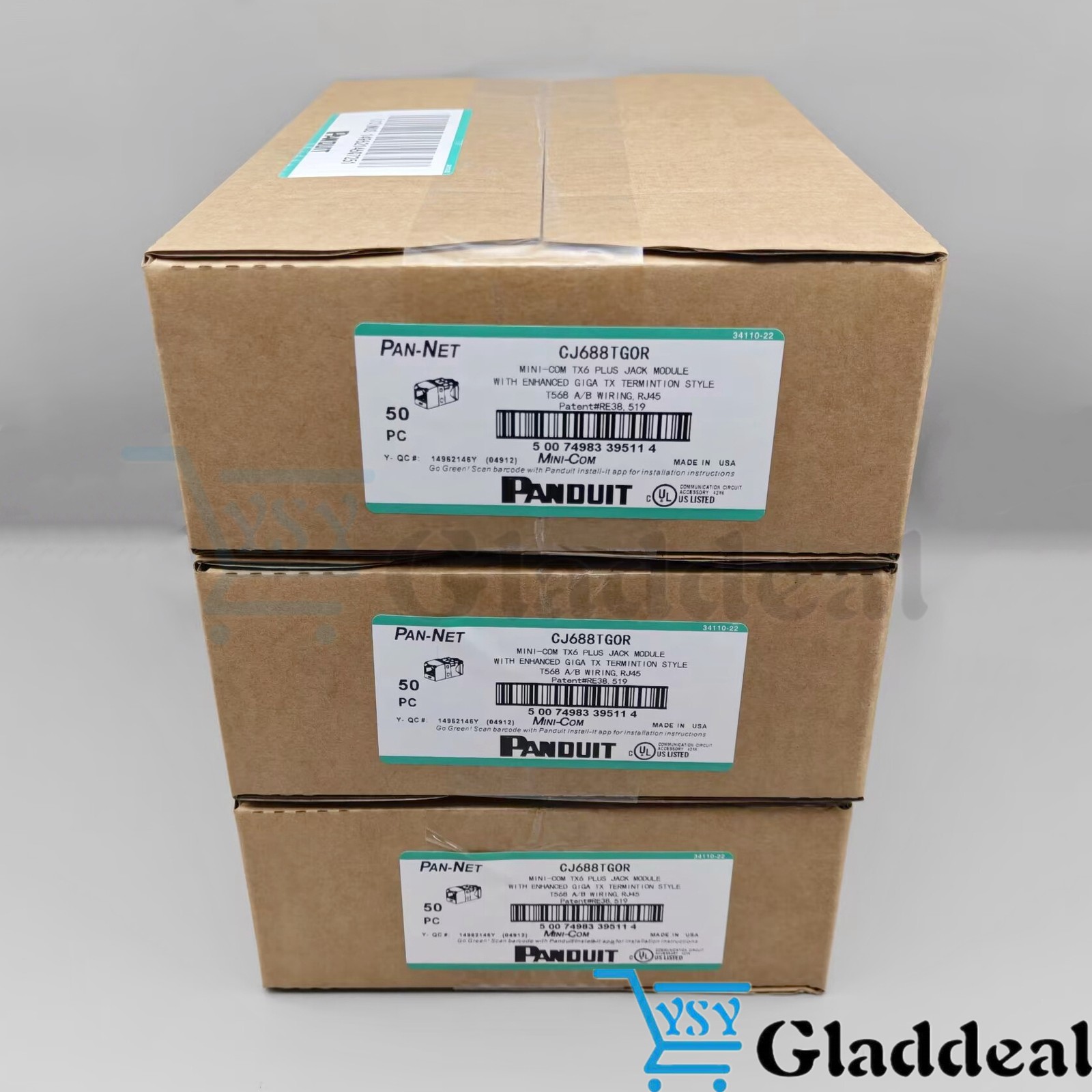50PCS For Panduit CJ688TGOR GigaTX Cat6 Mini-Com RJ45 Network Jack Module Orange