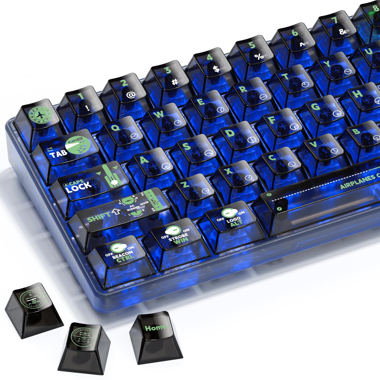XVX Clear Keycaps Cherry Profile Black Crystal Set 65% MX Mechanical Keyboard