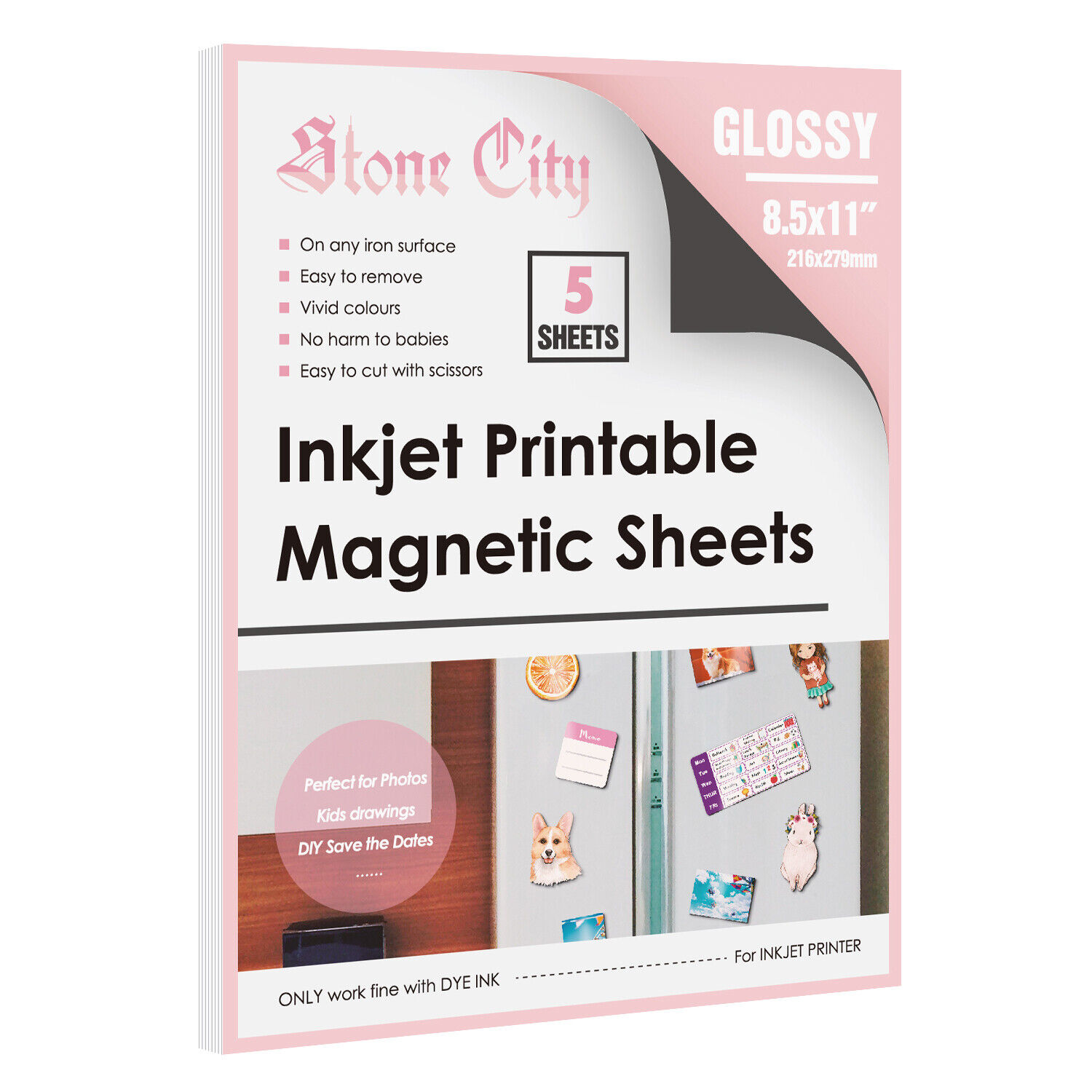 Printable Magnetic Sheets Glossy White Magnet Photo Paper 8.5x11 Inkjet Cutable