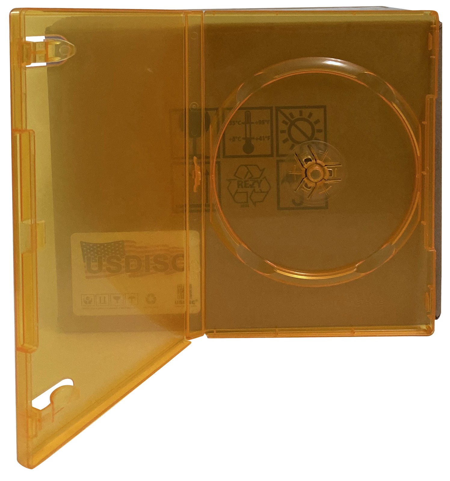 USDISC DVD Cases Standard 14mm Premium, Single 1 Disc (Clear Orange) Lot