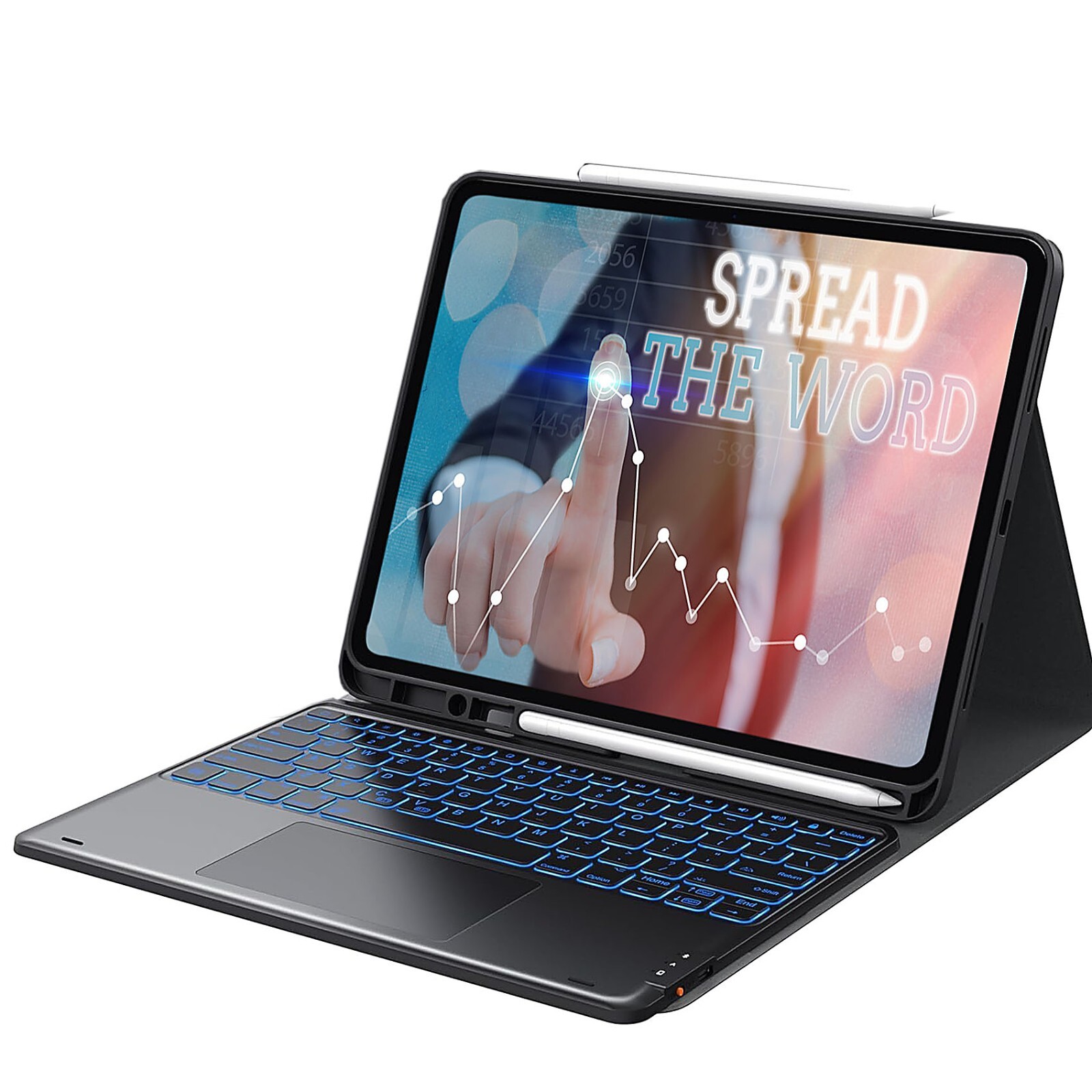 Keyboard/Trackpad/Case for 2024 13" iPad - Backlit - Black - Silicone Case