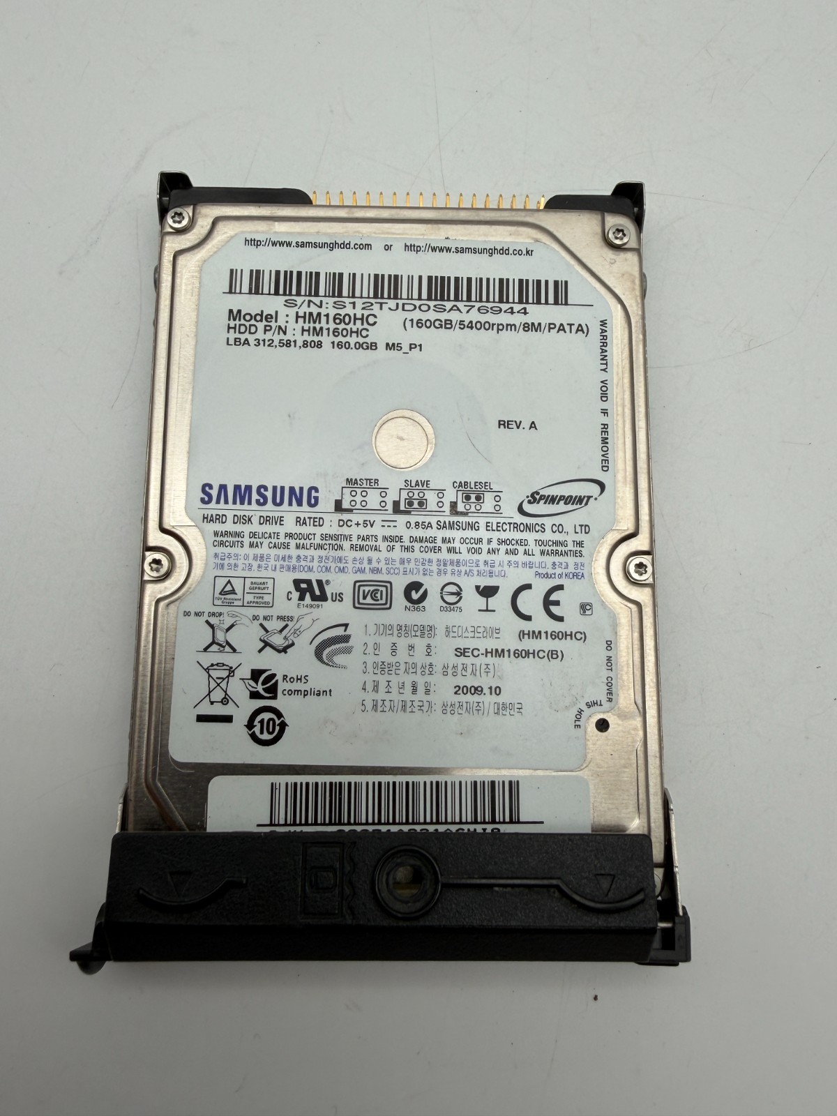 SAMSUNG 160GB HM160HC 5400RPM IDE PATA 2.5" Hard Drive FOR Laptop Computer