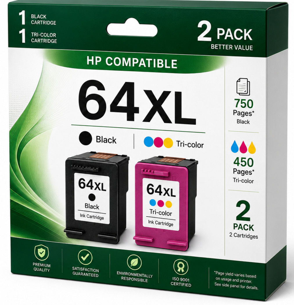64XL Ink Cartridges for HP 64 XL Envy 7855 7155 7858 6255 7800 7164 6255 Combo