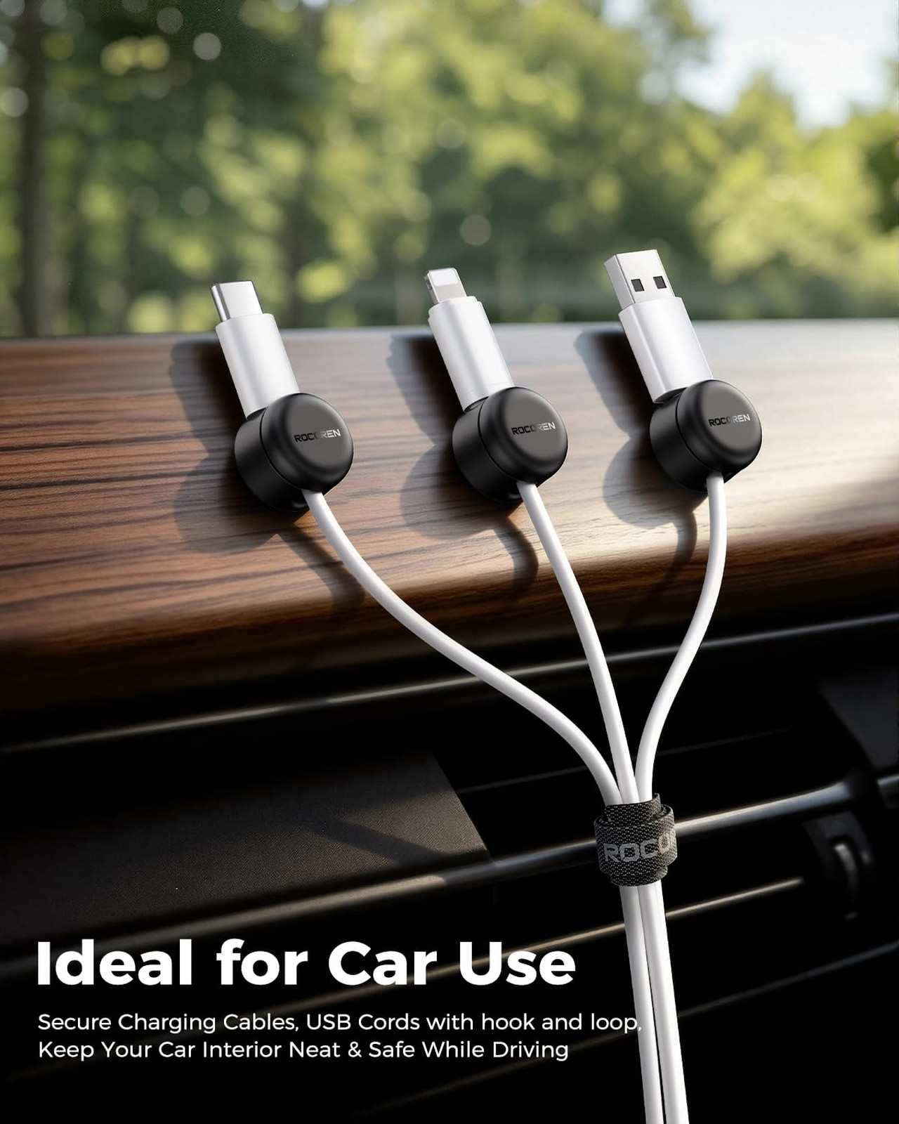 50 Pack Cable Management Kit with Magnetic Clips and Reusable Hook and Loop