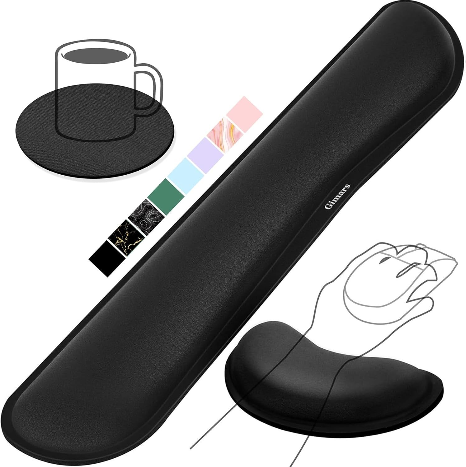 NEW Gimars Ergonomic Memory Foam Keyboard Mouse Wrist Set Typing Pain Relief