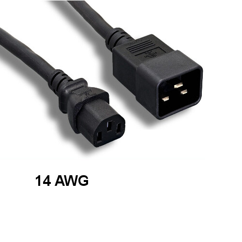 KNTK 6ft AC Power Cord IEC-60320 C13 to C20 14 AWG 15A 250V SJT Cable
