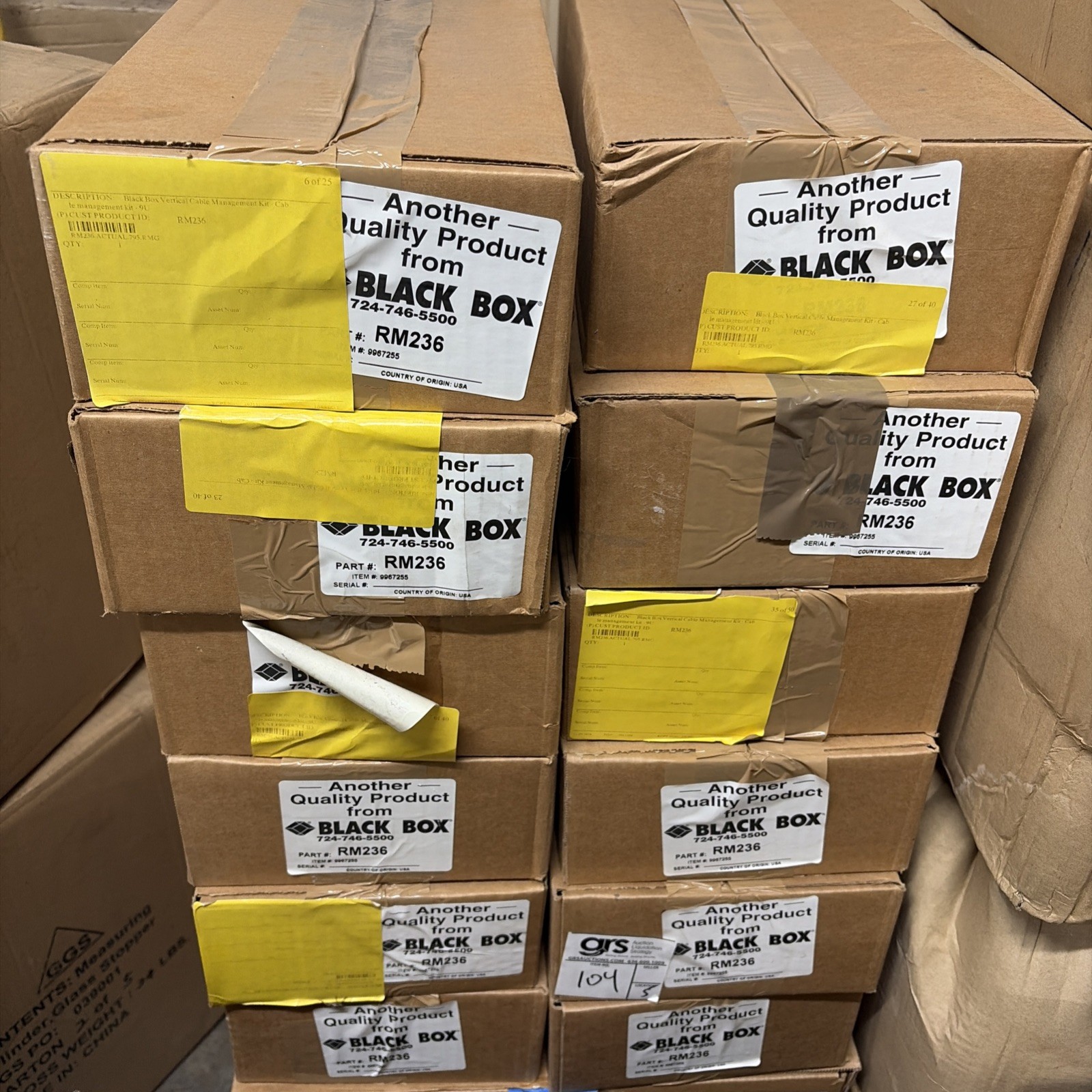 Lot of 12 Black Box RM236 Vertical Cable Managers Server Rack Cable Management