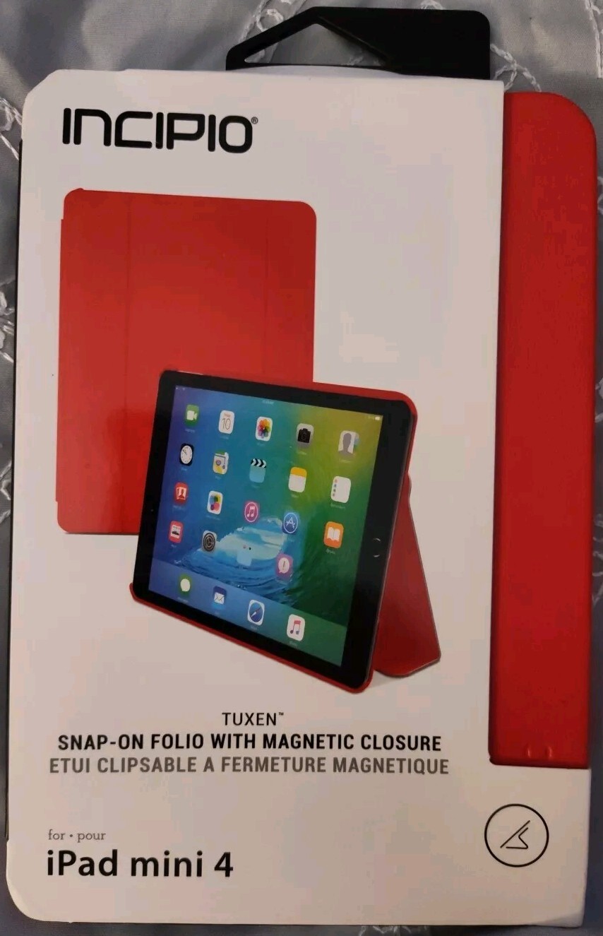 INCIPIO Tuxen- Snap On Folio with Magnetic Closure RED Ipad Mini 4 Case- NEW