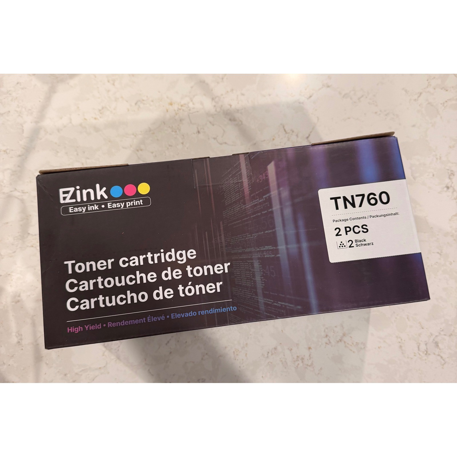 E-Z Ink TN760 High Yield Black Toner Cartridge 2-Pack Compatible for Brother