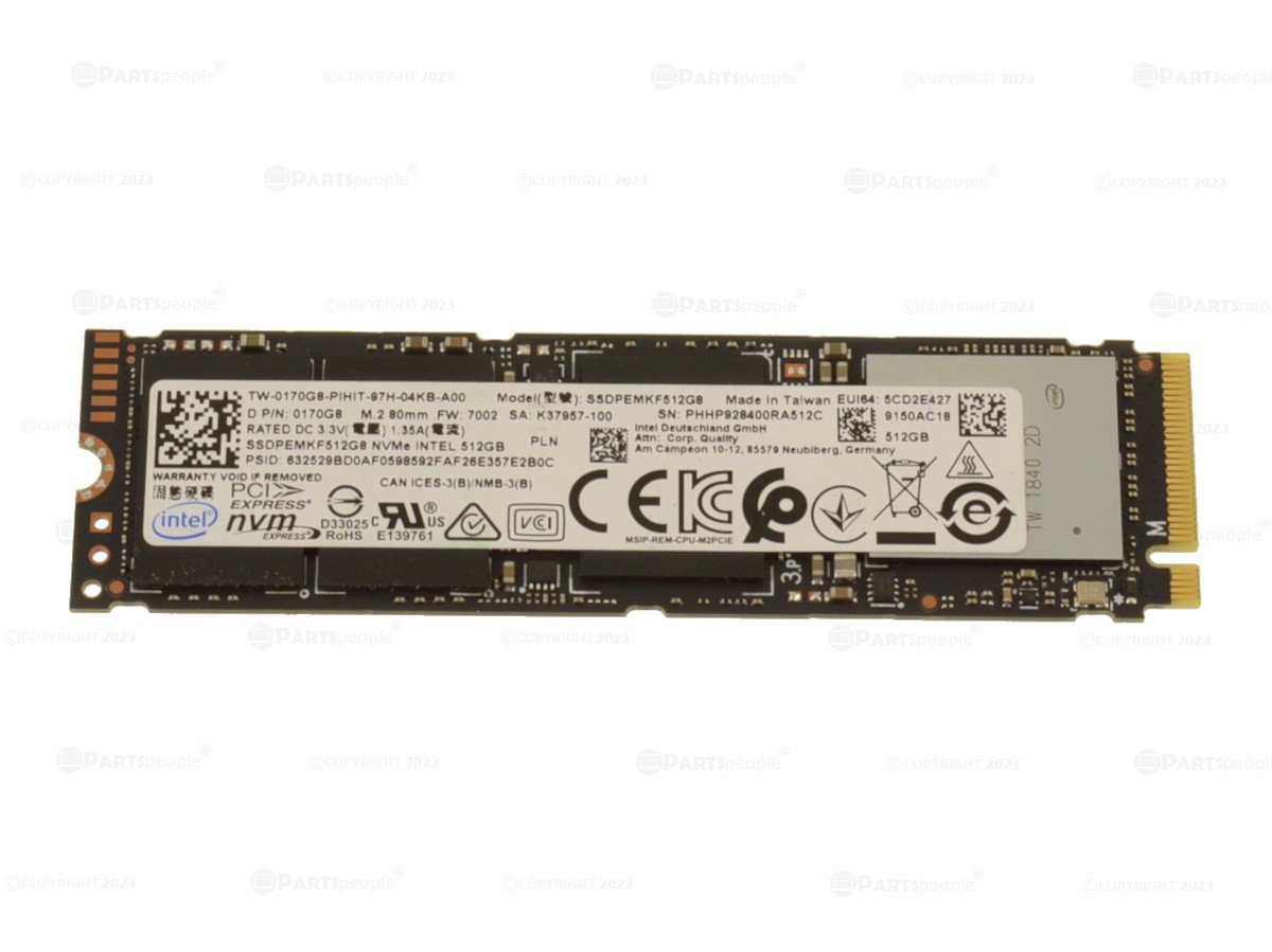 INTEL 512GB M.2 2280 PCIe NVMe SSD Solid State Drive SSDPEMKF512G8 Dell 0170G8