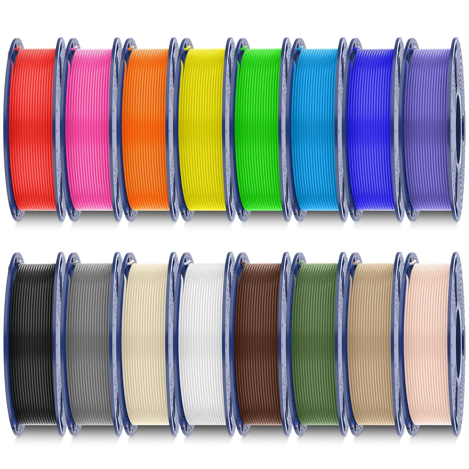 Multicolor 3D Printer Filament Bundle, PLA+ 2.0, 16 Colors for High-Quality Prin