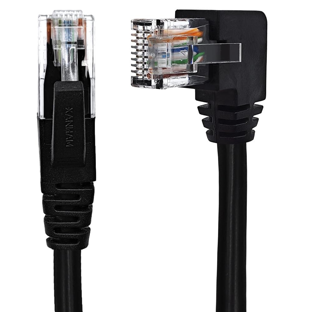 XANHAM 90 Degree Cat 6 Ethernet Cable Left Angle 10FT RJ45 Network Patch Cord...