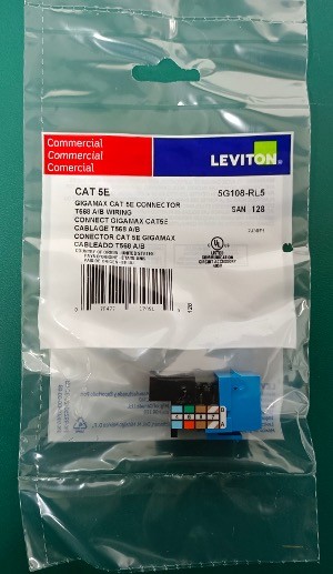 Leviton 5G108-RL5 Cat 5e 8-Wire QuickPort Adaptor Jack, Pack of 10