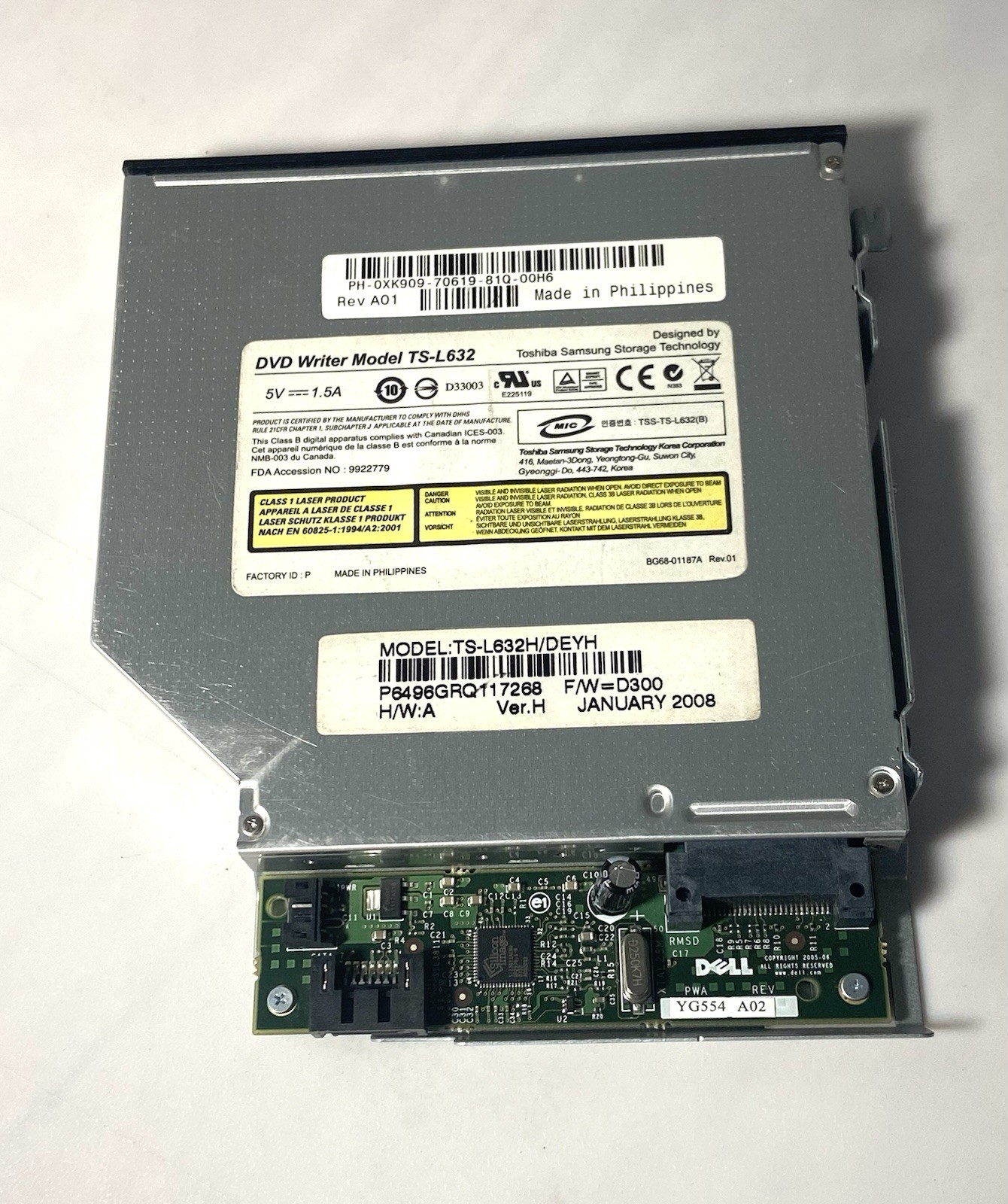 Toshiba Samsung DVD Writer Multi Burner Drive Model TS-L632 Replacement Used