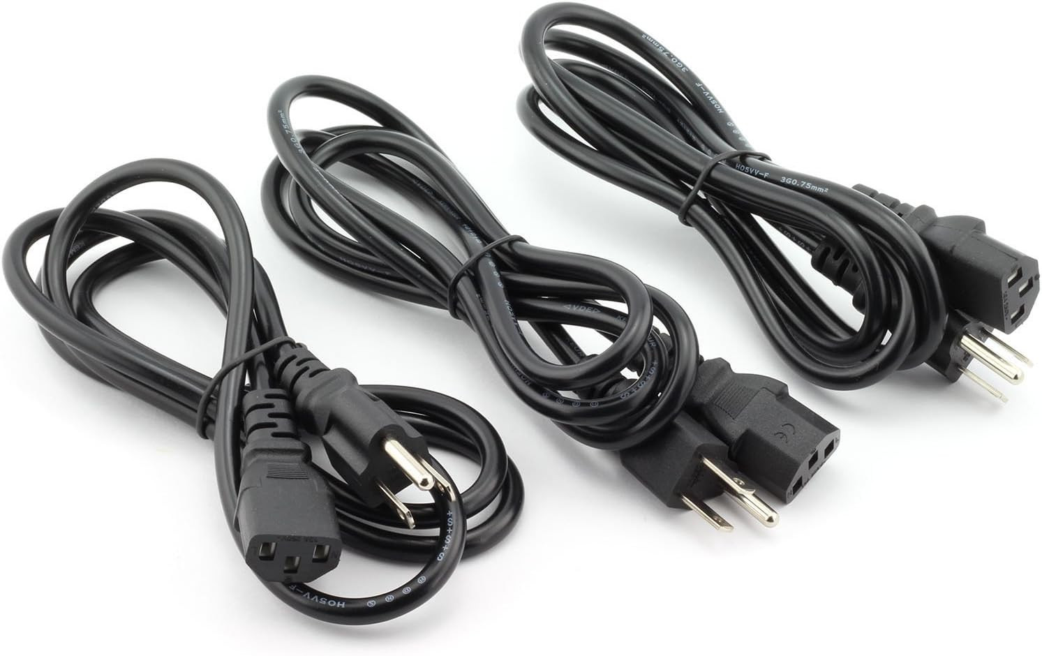 3-Pack Desktop Monitor Computer Universal 3 Feet AC Power Cord Cable