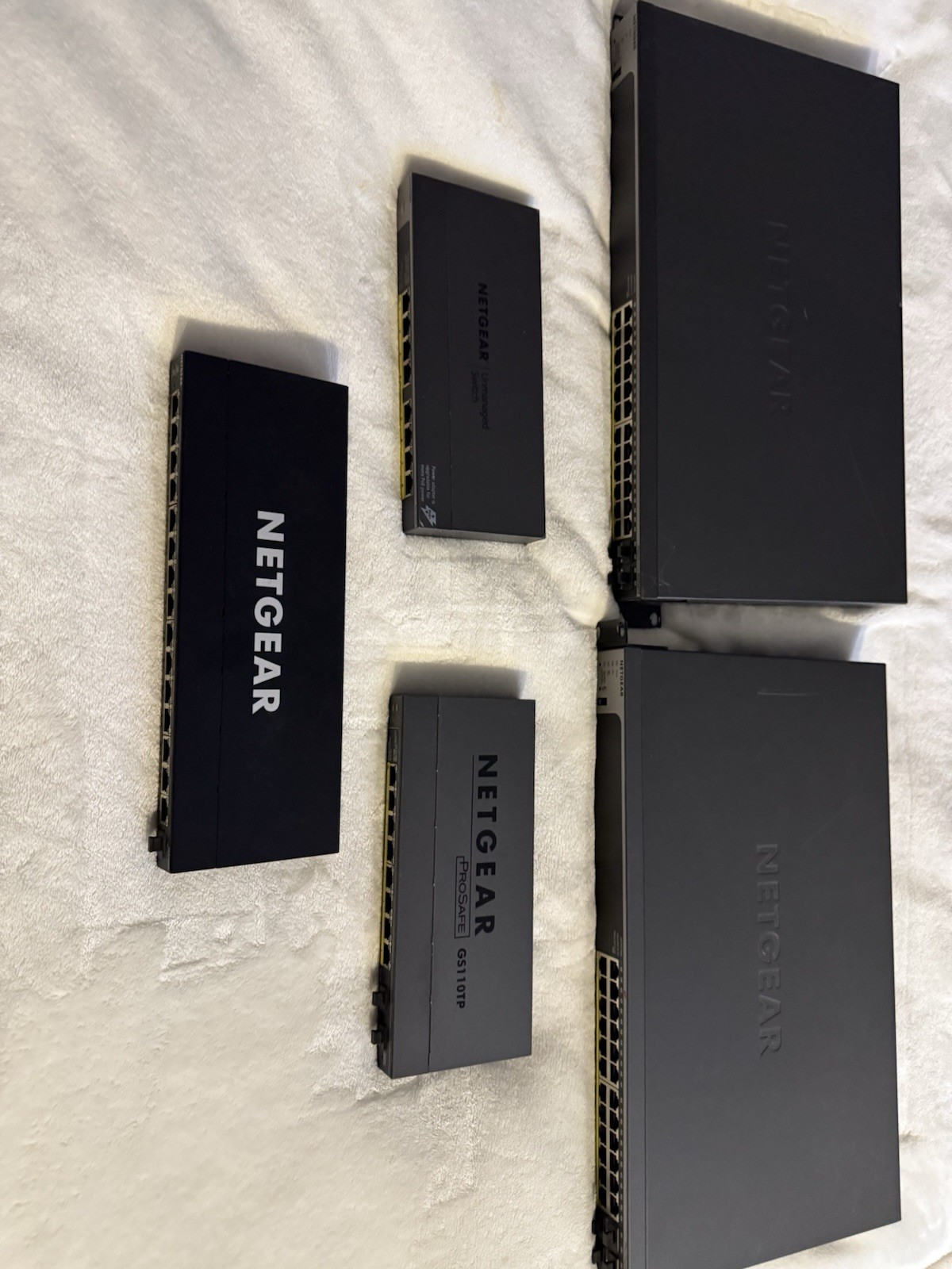 Lot of 5 NETGEAR Gigabit Switches – PoE+, Smart Managed, 24/16/8 Port Models