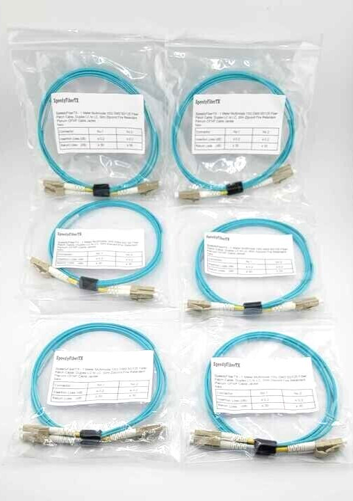 SpeedyFiberTX 6 Pk. 1 Meter Multimode 10G OM3 50/125 Fiber Optic Patch Cable B20