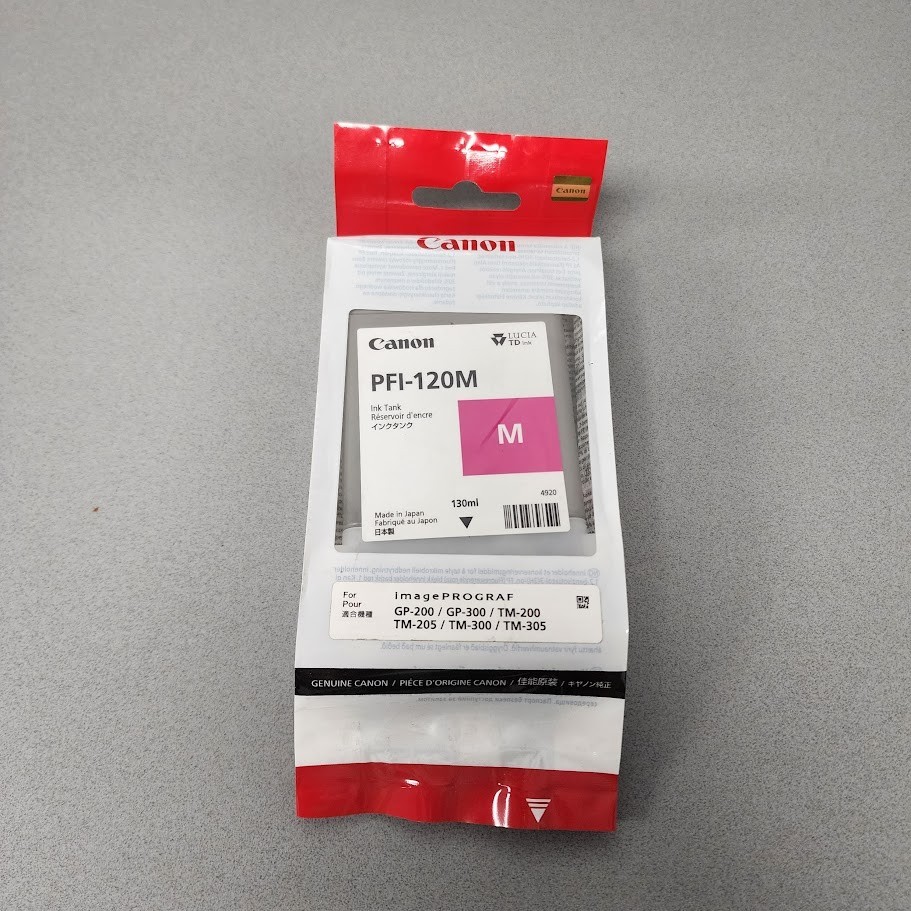 Canon PFI-120M Magenta Ink Tank 130mL imagePROGRAF TM-200 TM-300 Exp 2025
