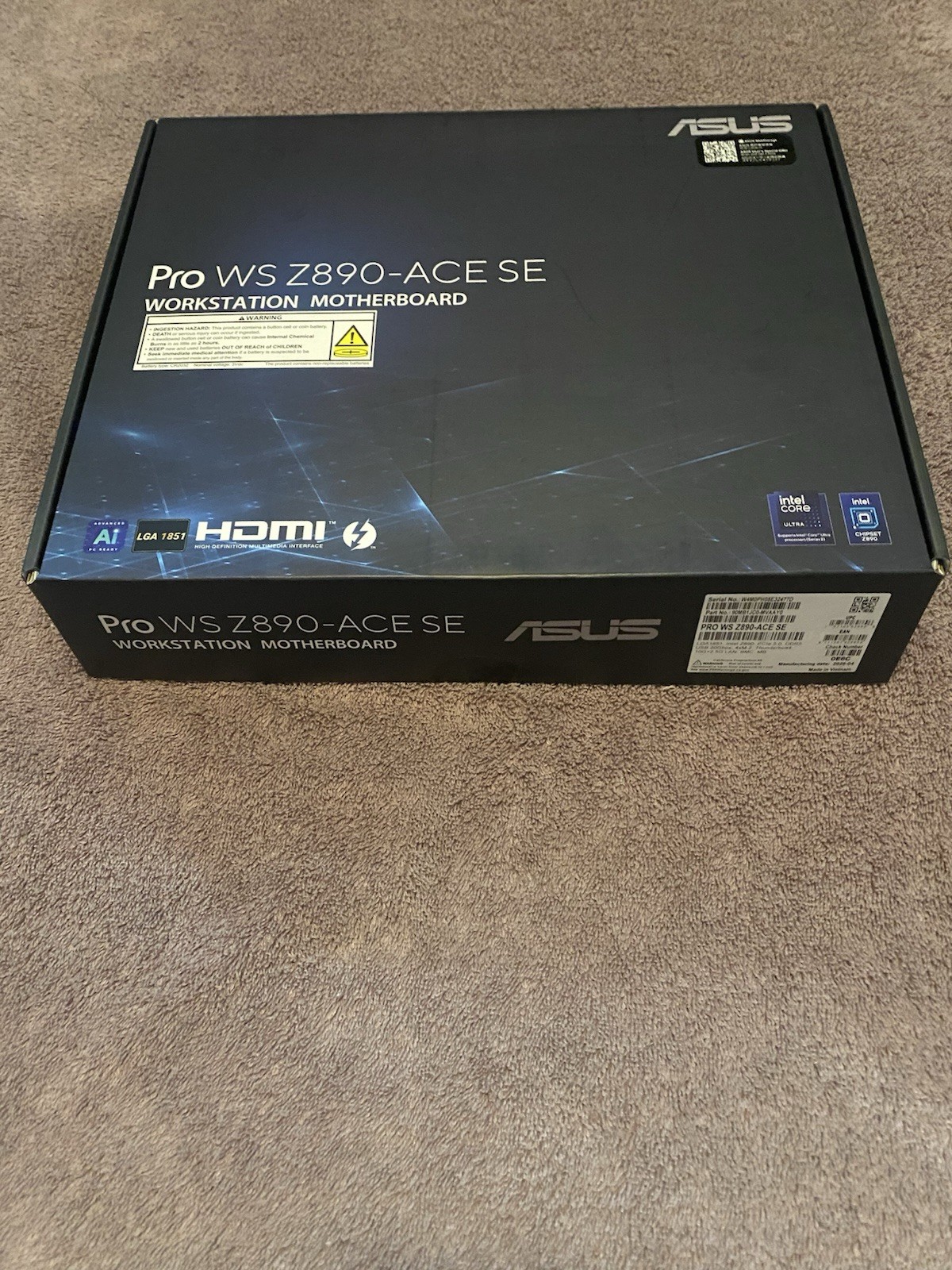 ASUS Pro WS Z890-ACE SE Intel 270K Crucial 128GB DDR5 Corsair 4TB MP700 Pro SE