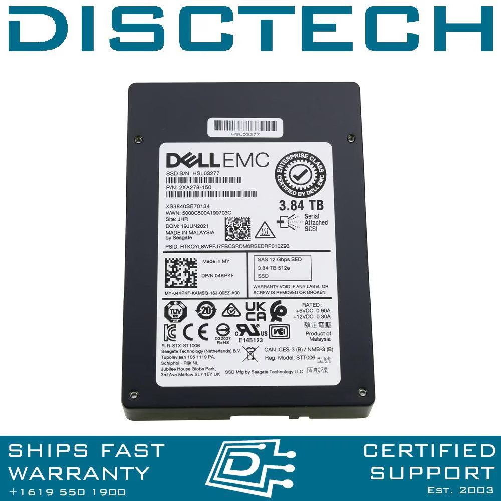 Dell 4KPKF / Seagate Nytro 2032 XS3840SE70134 3.84TB 2.5" SFF 12Gbps SED SAS SSD