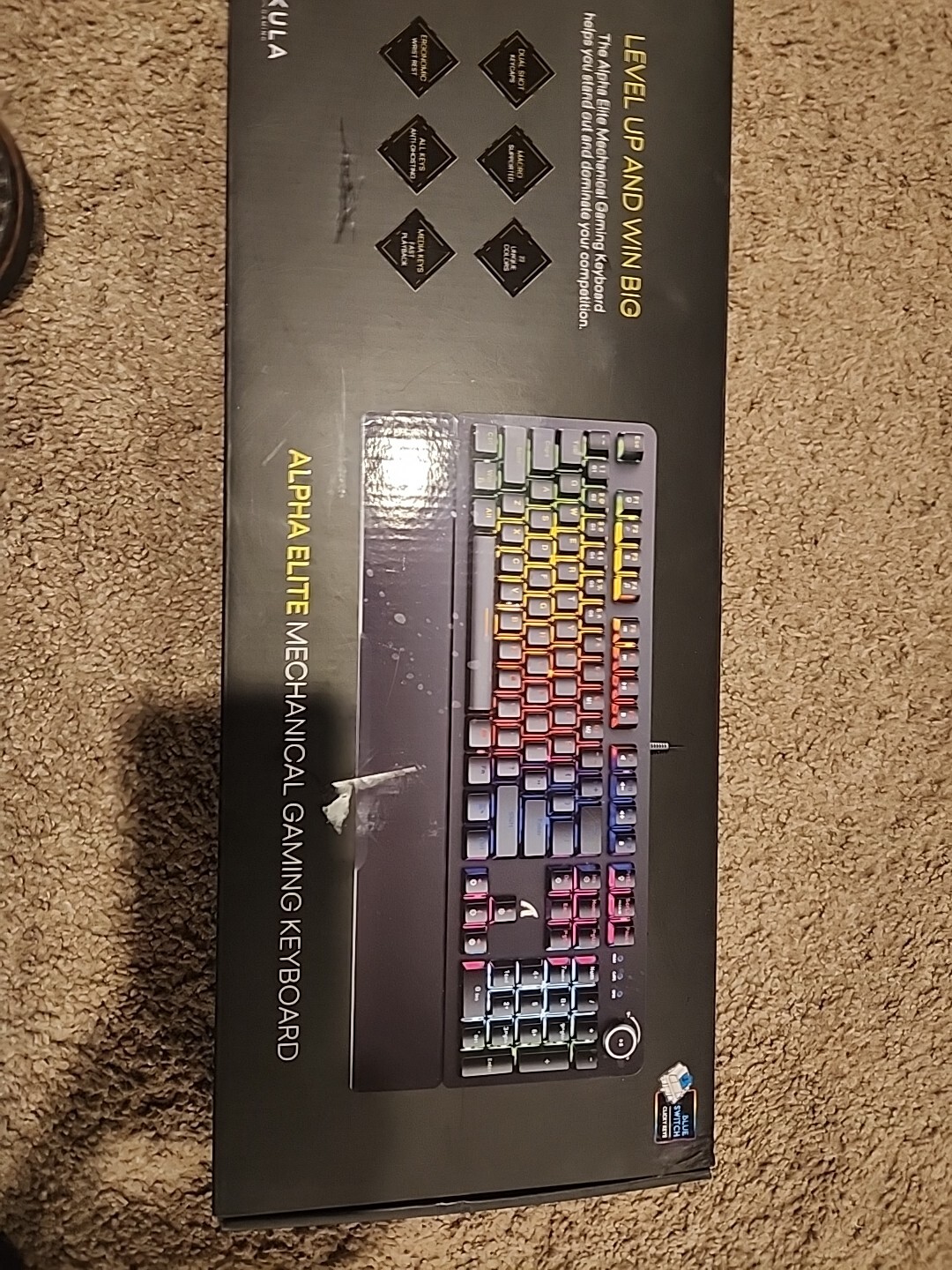 Alpha Elite Full Size Mechanical Gaming Keyboard: Wired Blue Clicky Switches 