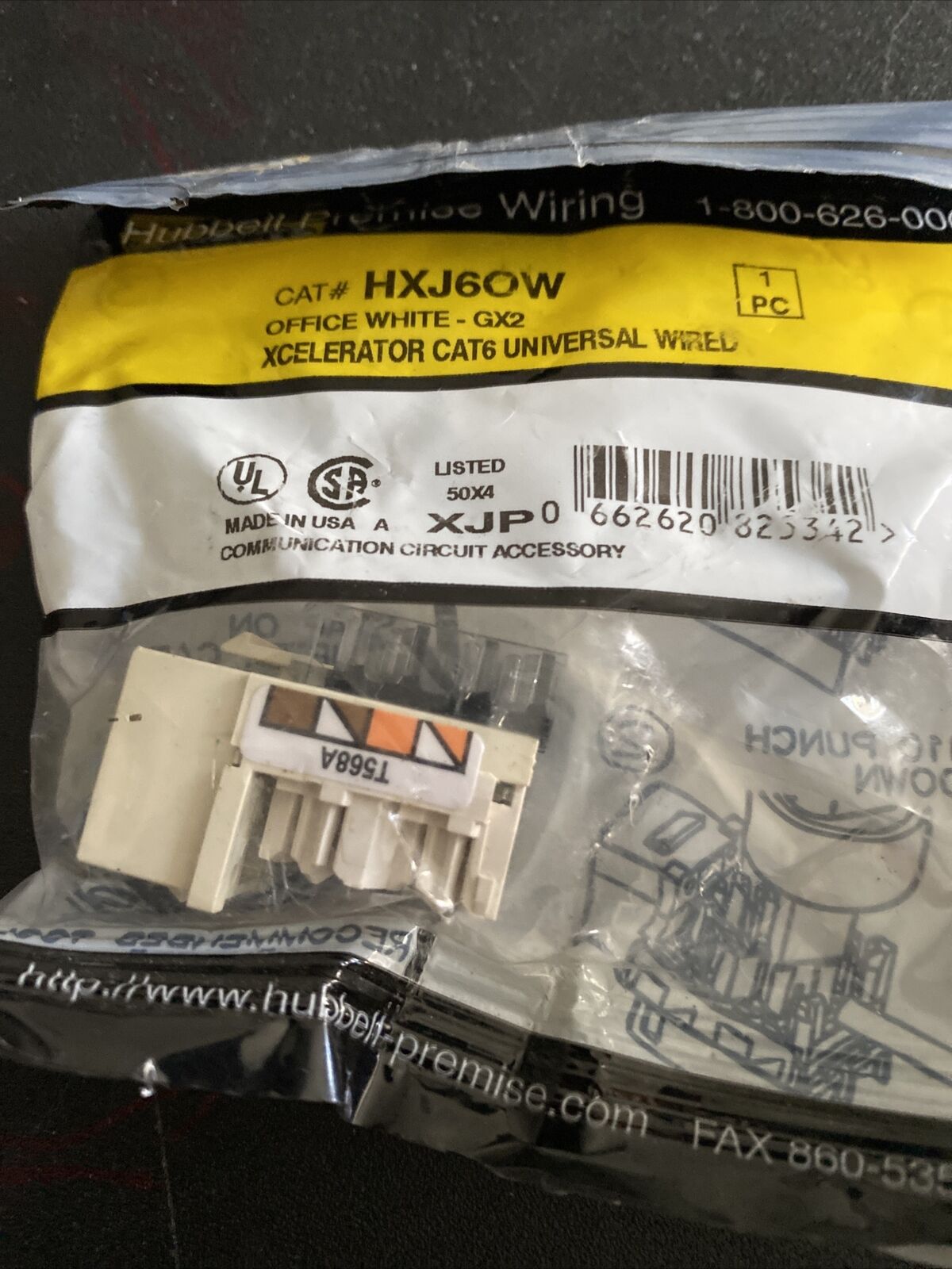 Hubbell Xcelerator XJ6 - Network connector CAT 6 White Data Jack