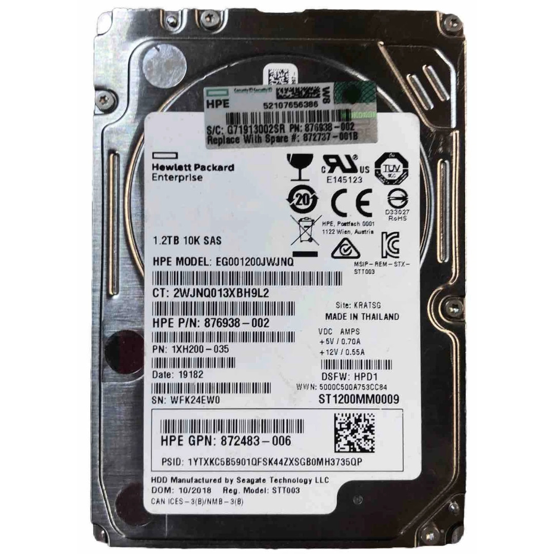 HPE 1.2TB 10K SAS Enterprise HDD EG001200JWJNQ 872483-006