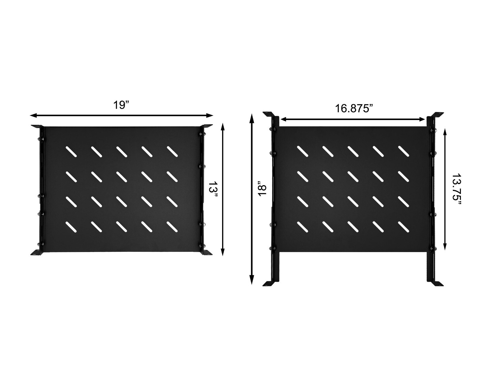 Electriduct 1U 19-Inch Adjustable Mounting 4 Post Rack Vented Shelves