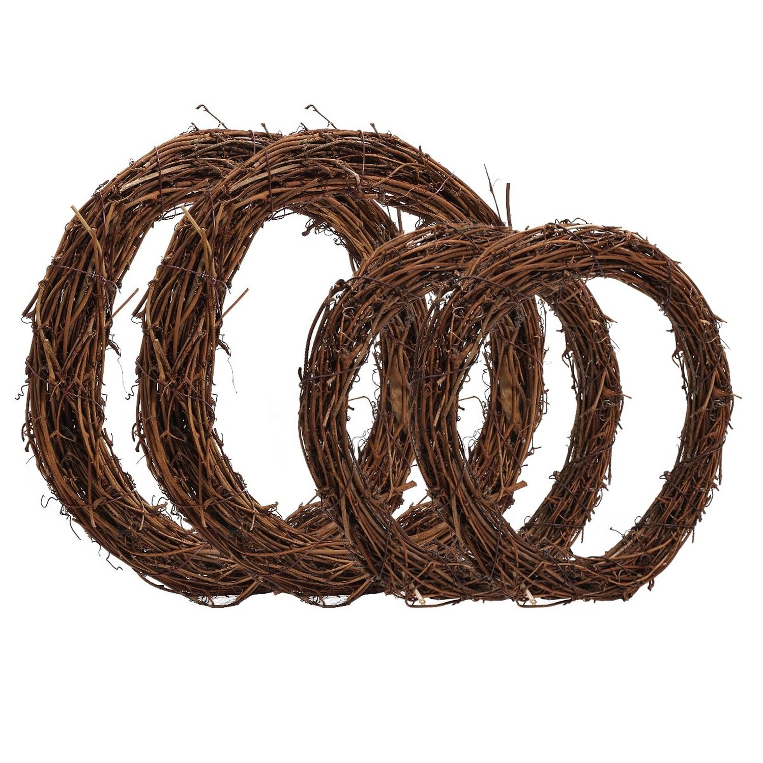 Worown 4 Pcs (8 & 12 Inch) Natural Grapevine Wreaths, Vine Branch Wreath, Rat...
