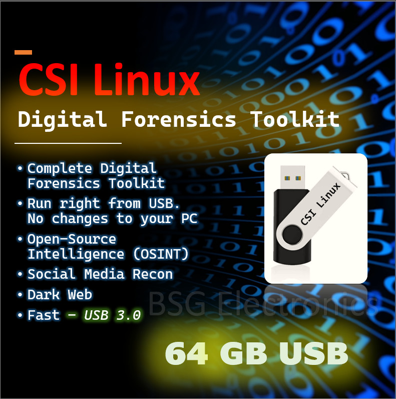 Digital Forensics Social Media Intelligence Recon CSI Linux OSNIT USB 64GB 3.0
