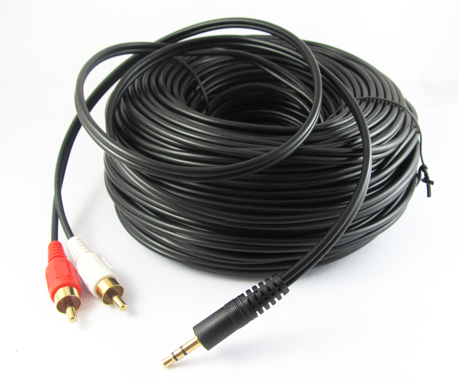 100Ft 30M Aux 3.5mm Gold Male Plug to 2 RCA Gold Male Stereo Audio Y Cable Cord