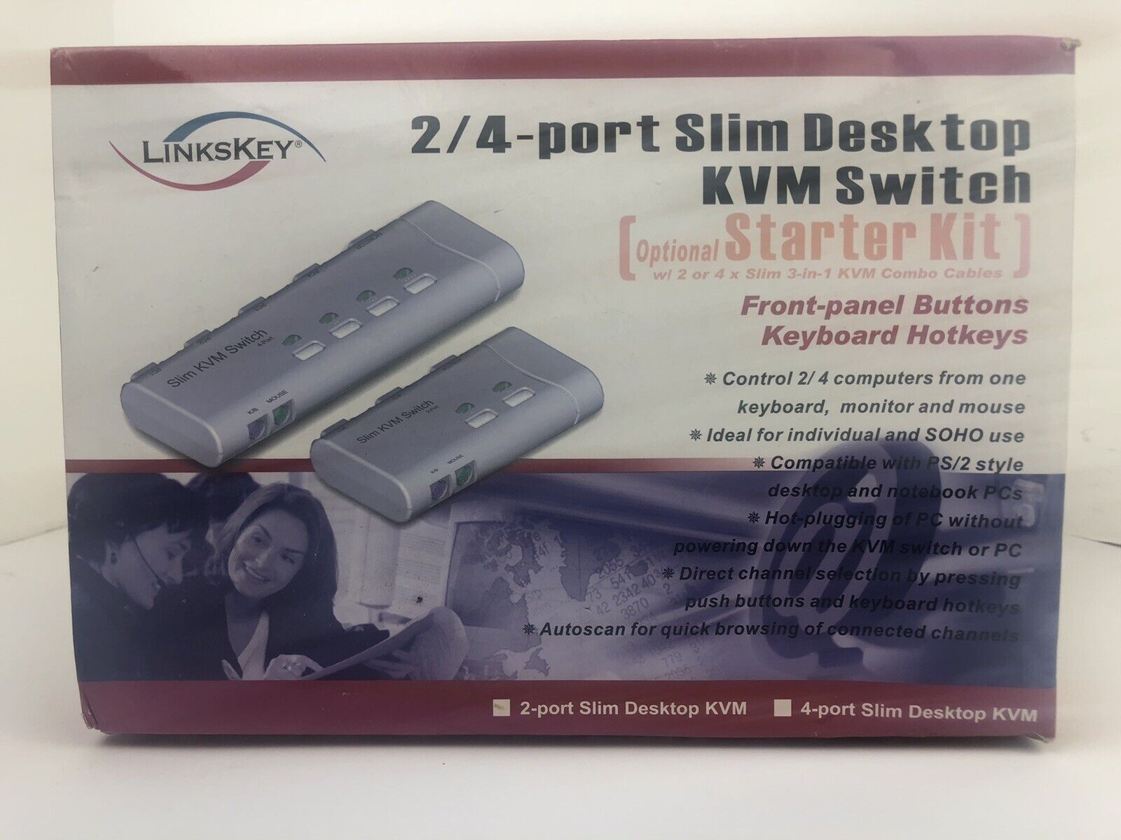 Linkskey LKV-S02SK Slim Desktop KVM Switch  2/4-port Slim Desktop (T5)
