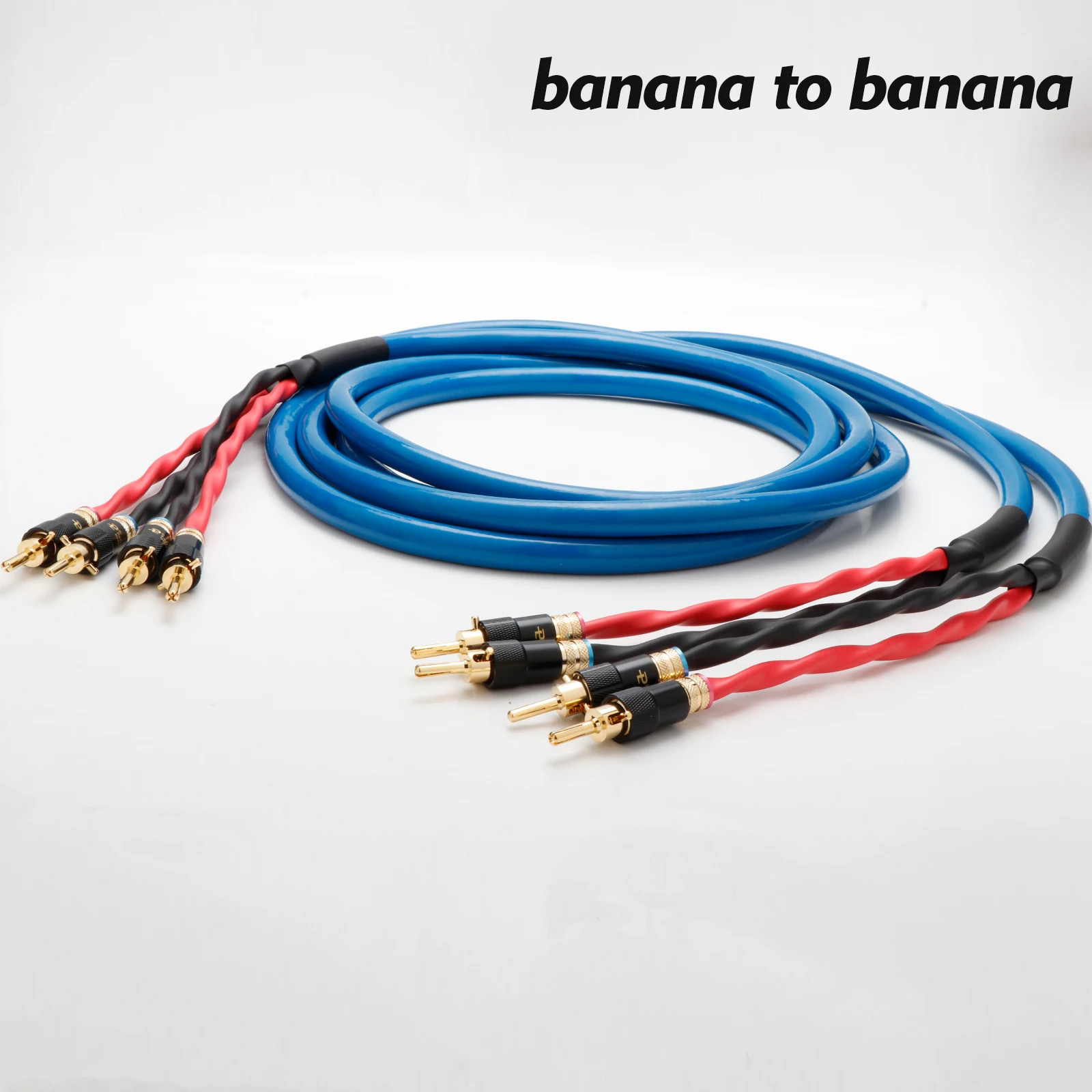 Pair OCC Copper Silver Plated Speaker Cable Audio Cord with Banana Plug /Y Plug