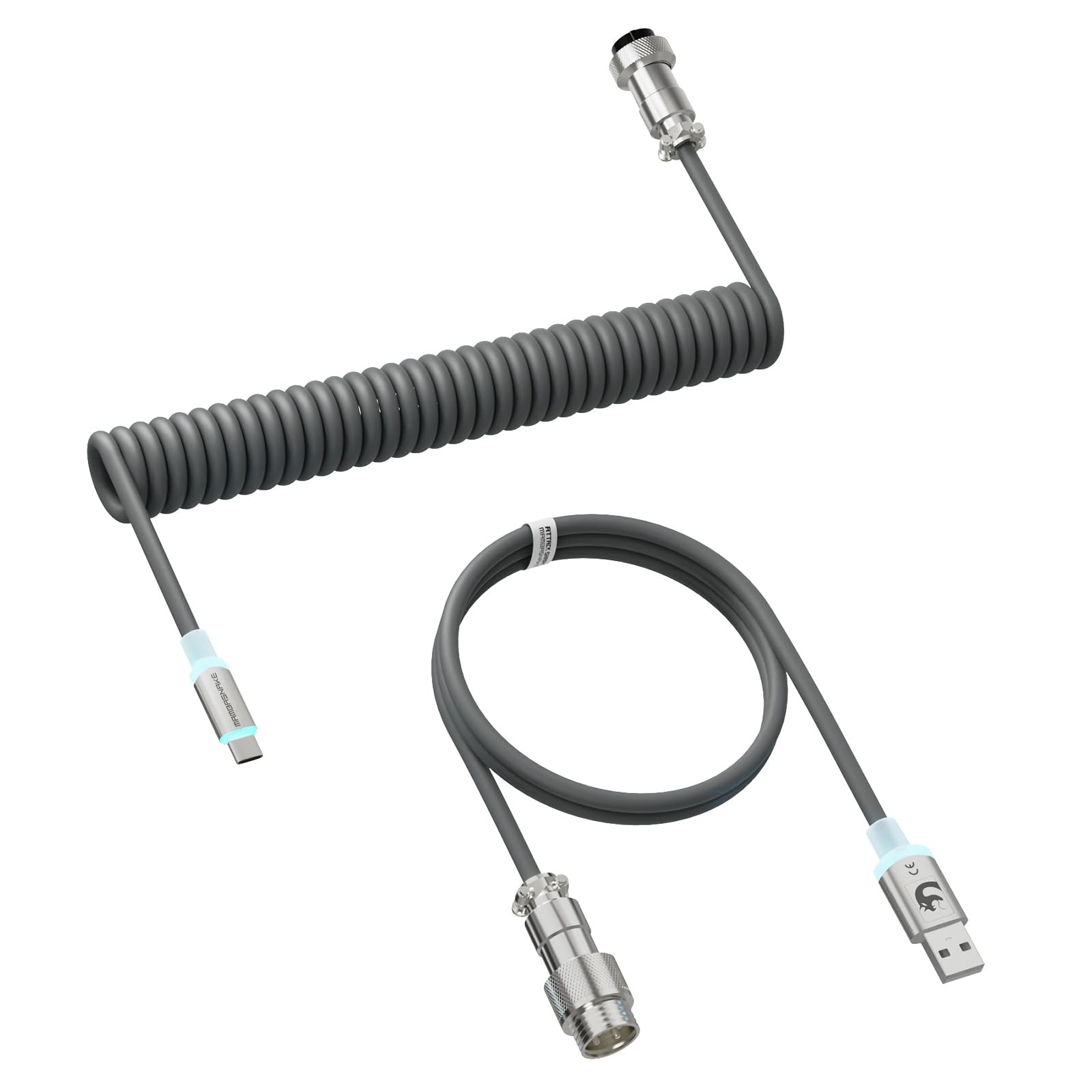 MAMBASNAKE C01 ULTRA RGB Coiled Keyboard Cable USB-A to USB-C Gray Japan Import