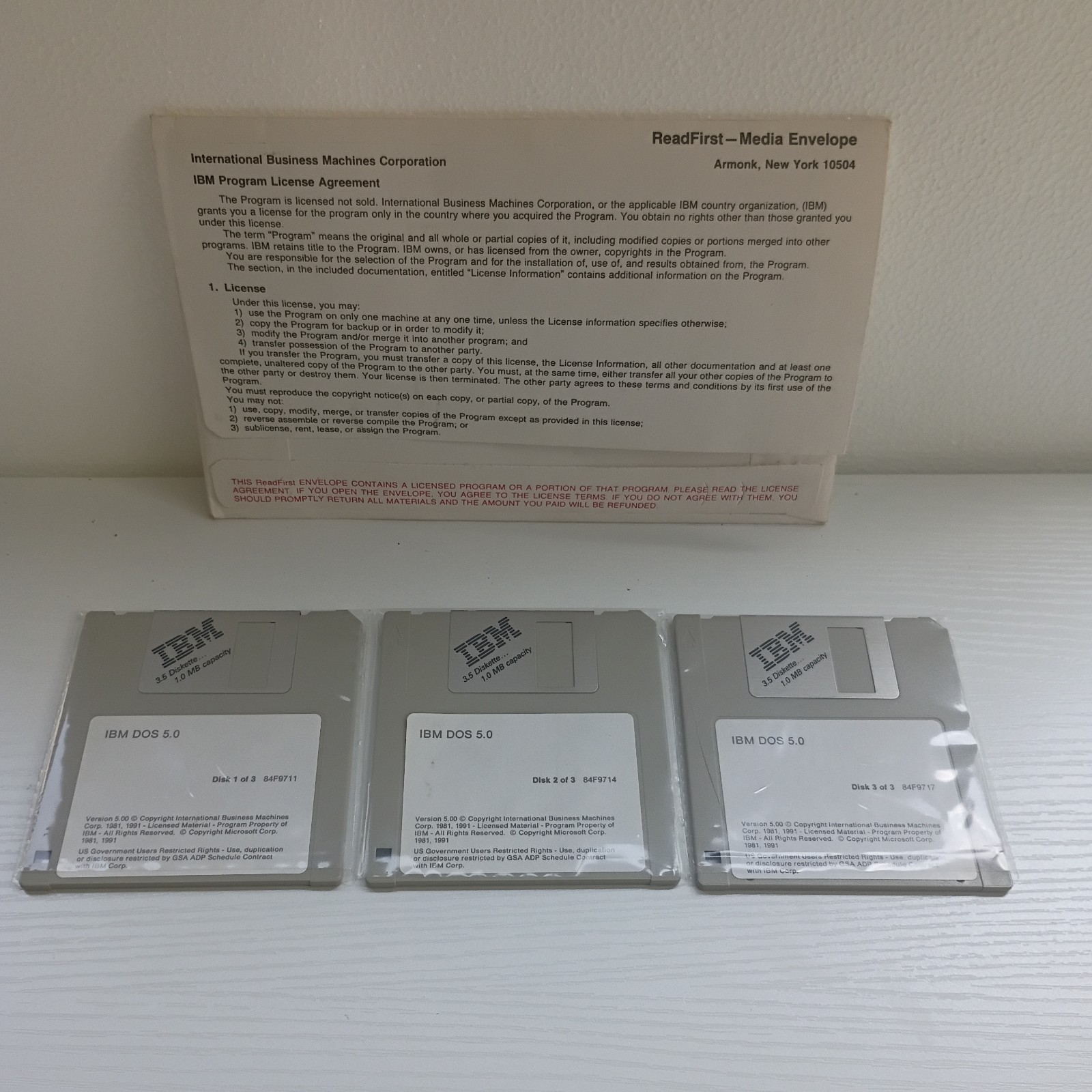 IBM DOS 5.0 Operating System 3.5" Floppy Disk Set Vtg Computer Software