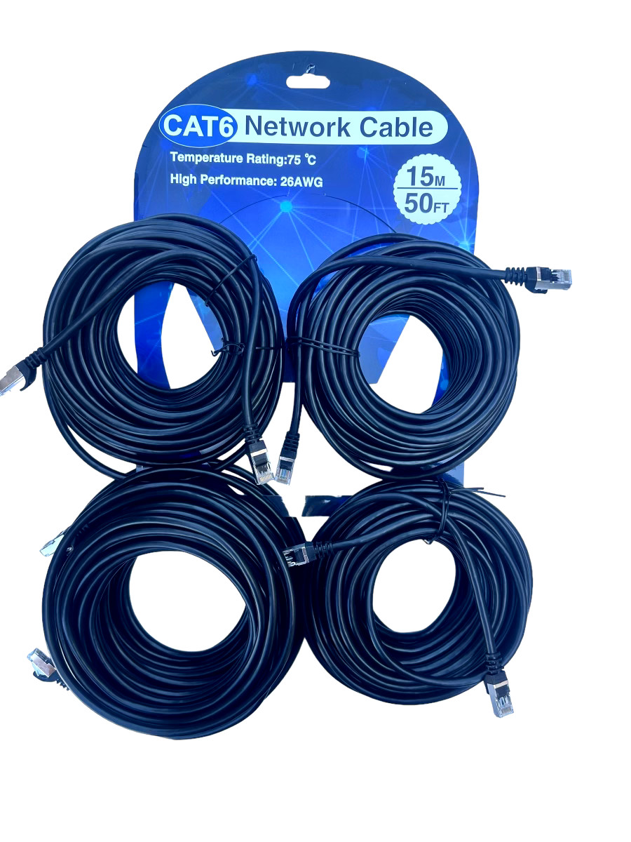 CAT6 Network Cable 50ft. 15m 26 Gauge Performance Ethernet Cable *LOT OF 4*