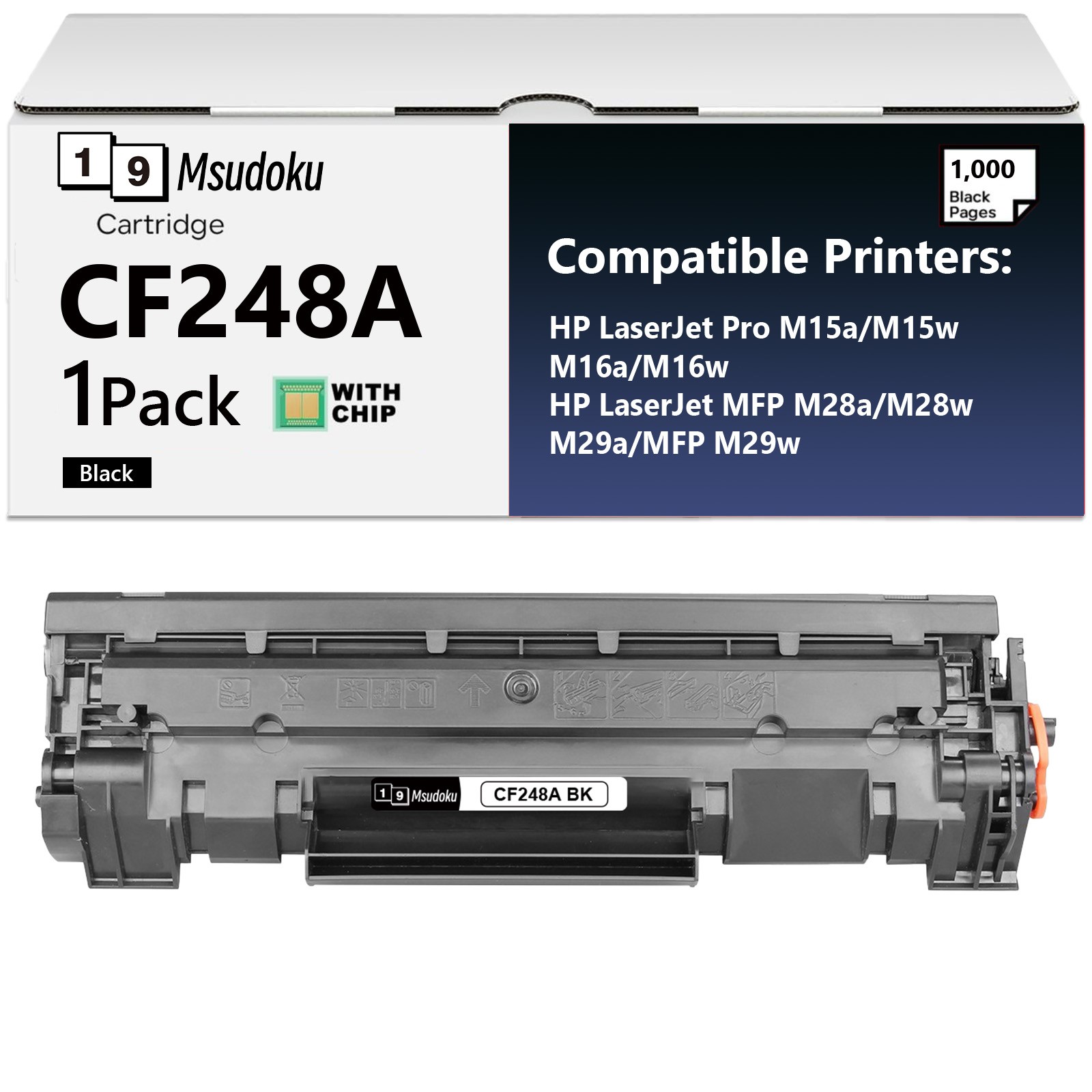 1 Pack CF248A 48A Toner Cartridge for HP LaserJet MFP M28a/w M29a/w Pro M16a/w