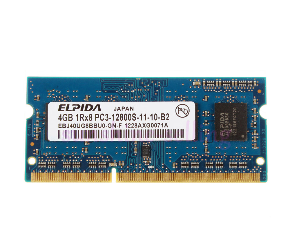 Elpida 4GB 1Rx8 PC3 12800S Memory RAM SODIMM DDR3 1600Mhz Laptop Intel 204pin #A